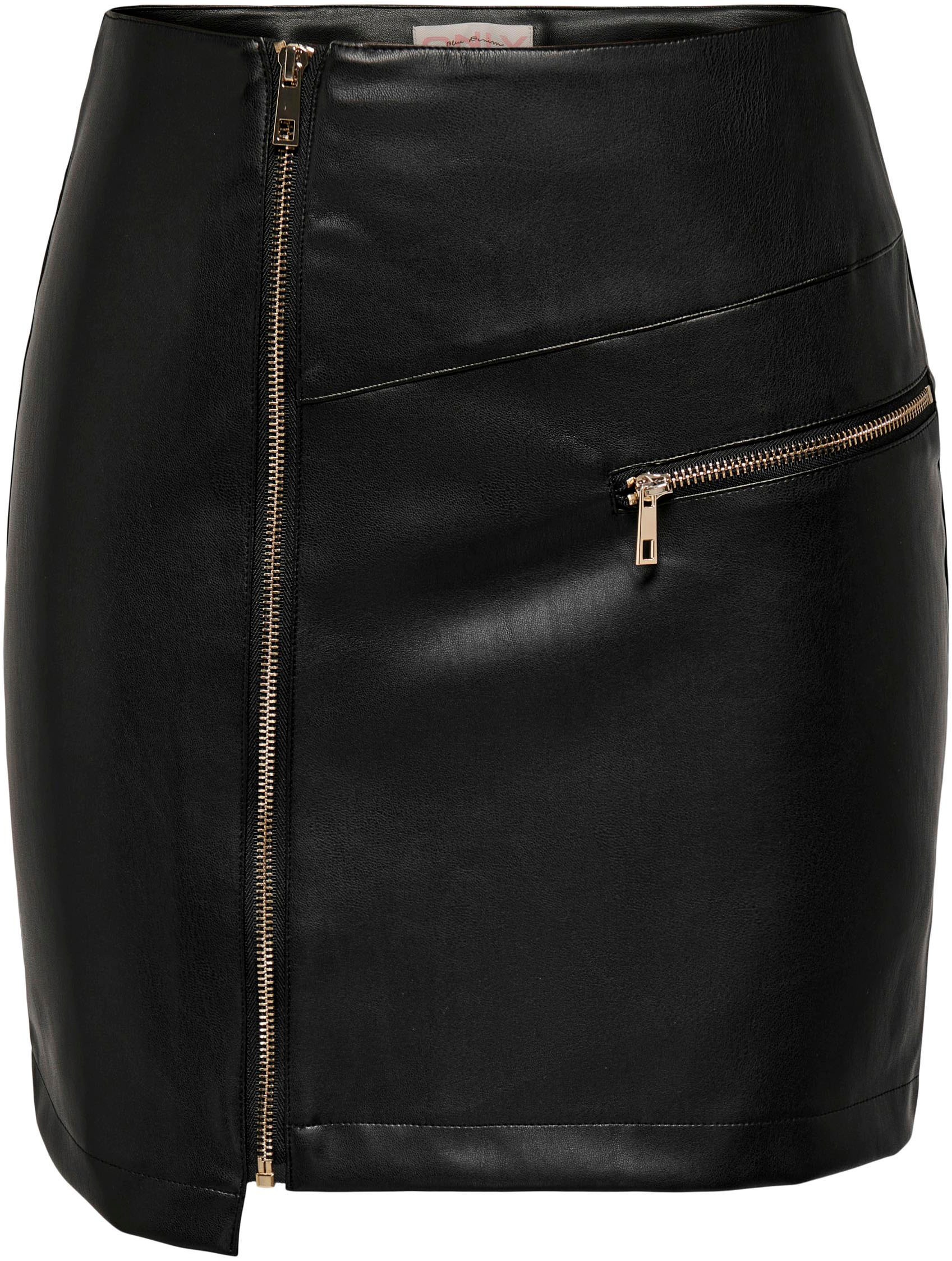 Bild von ONLY Lederimitatrock »ONLORIT HW FAUX LEATHER BIKER SKIRT PNT«, mit Biker Details