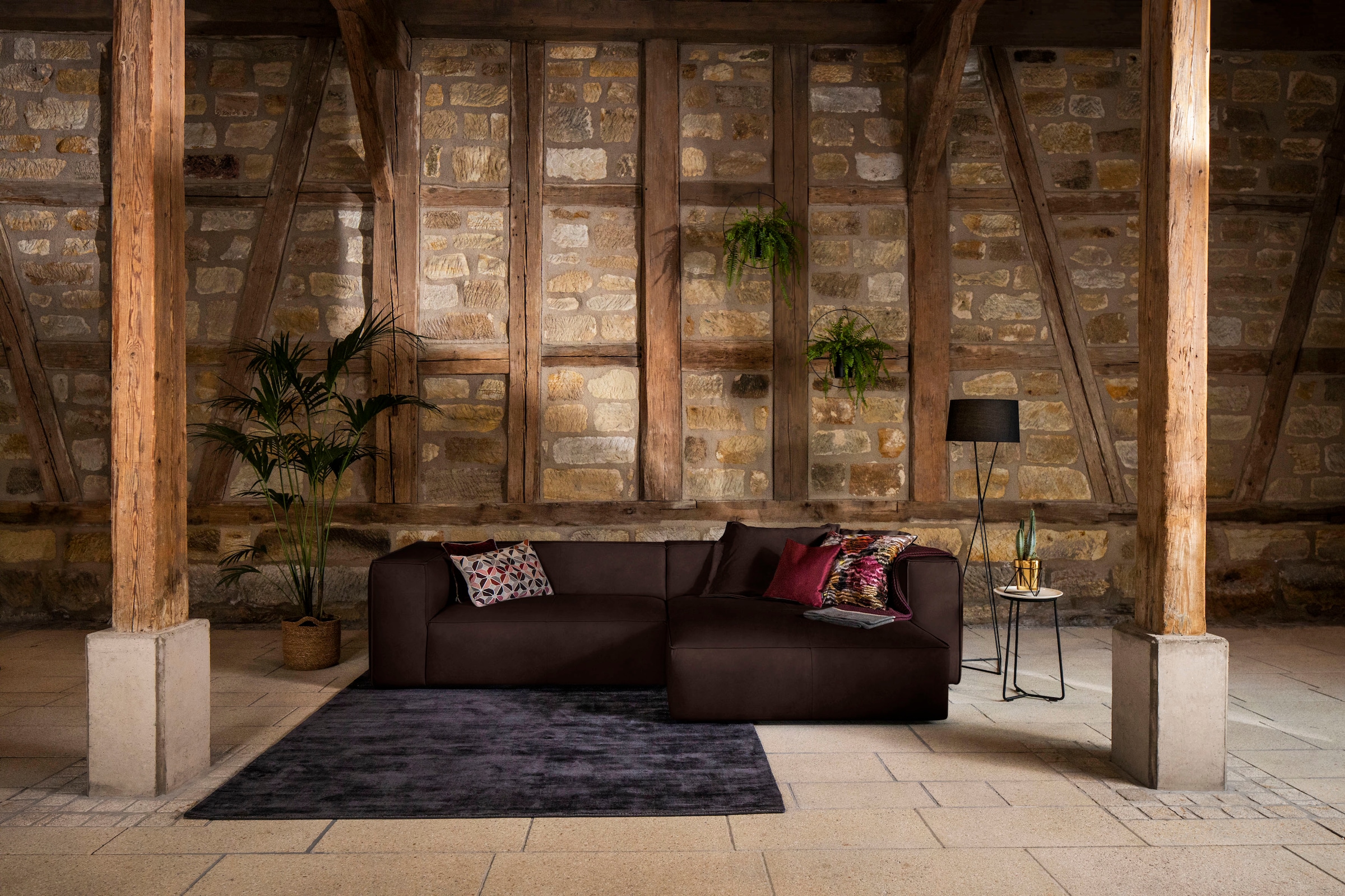 W.SCHILLIG Ecksofa »around-the-block«, (Spar-Set), inklusive Hocker, mit eleganter Biese, mit Federkern