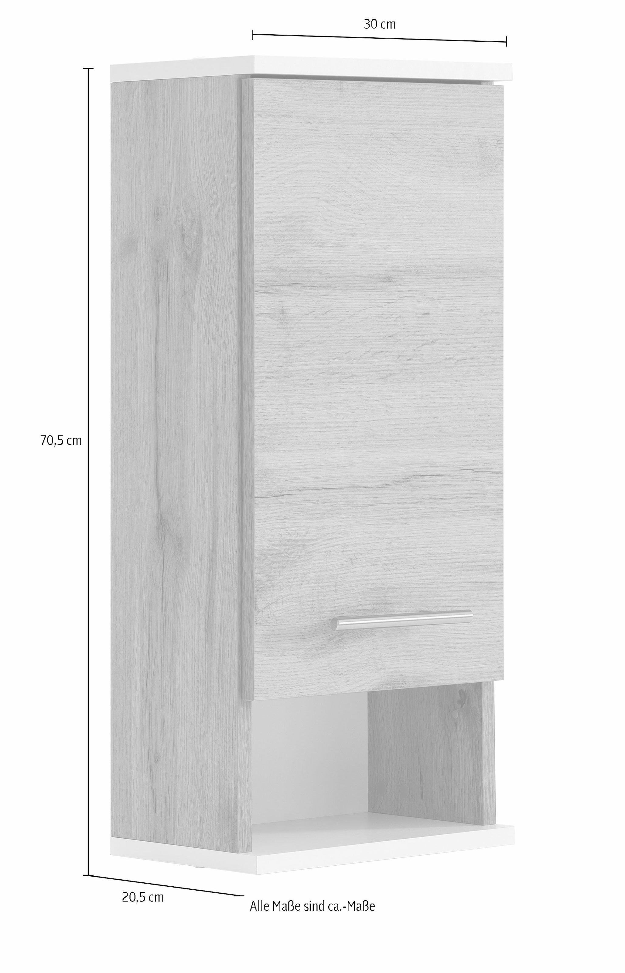 welltime Hängeschrank »Emmi Breite 30 cm«, Wechselbarer Türanschlag, Metallbeschläge