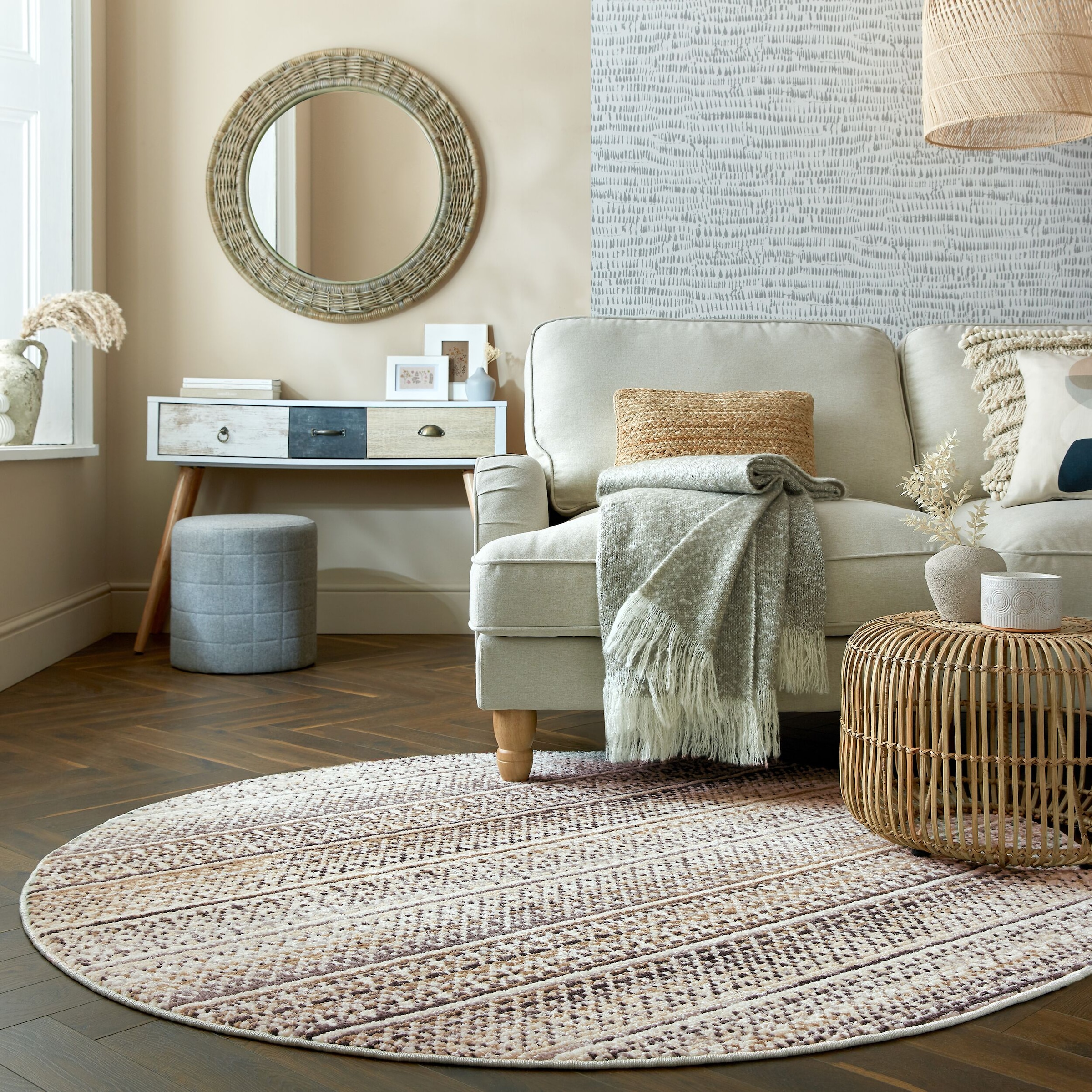 FLAIR RUGS Teppich »Camino Abstraktes«, rund, 8 mm Höhe, Abstraktes Teppich