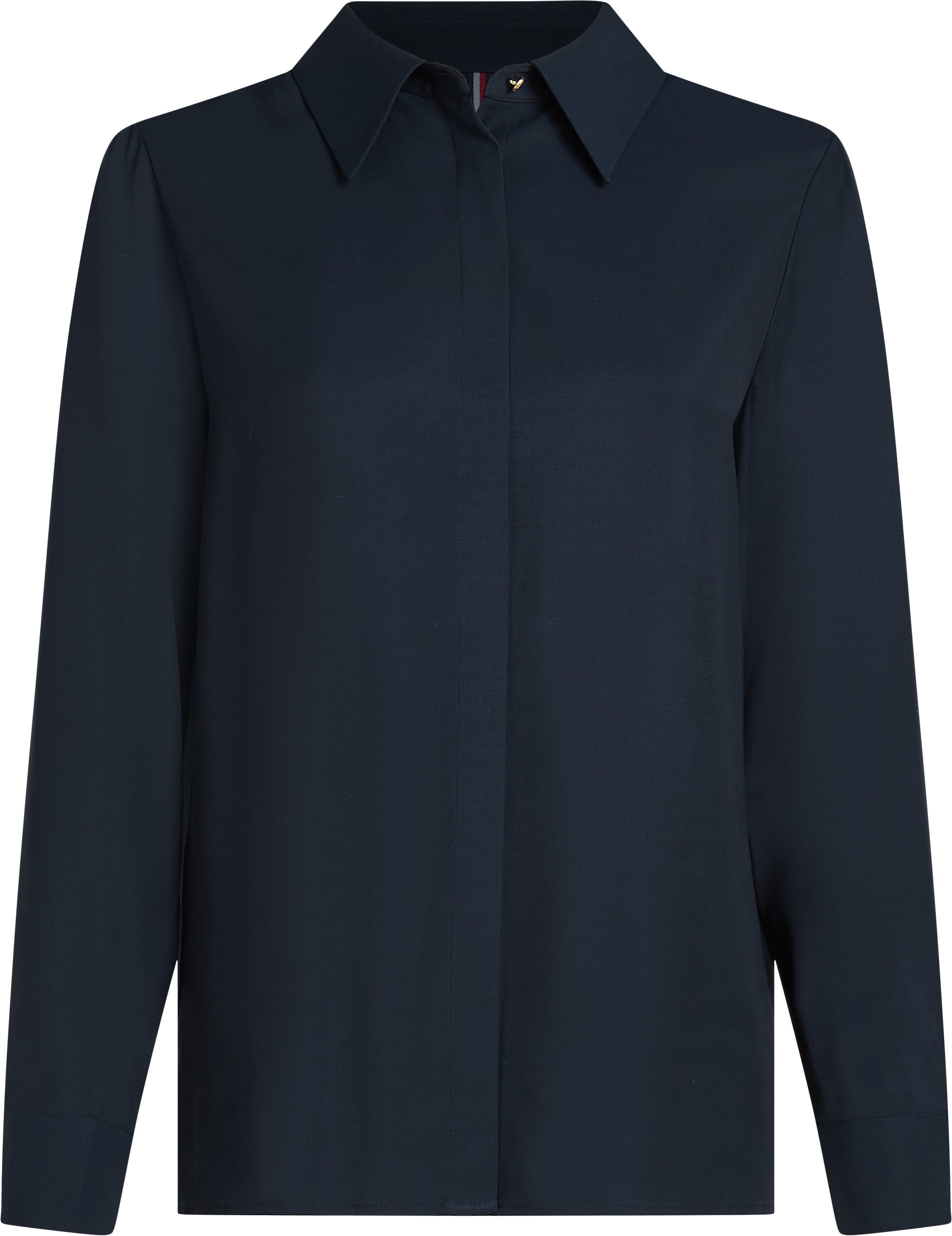 Tommy Hilfiger Hemdbluse »SOFT VISCOSE REGULAR LS SHIRT«, in Unifarbe, mit Metalllabel