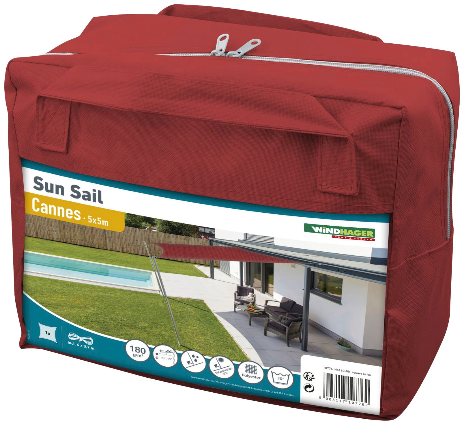 Windhager Sonnensegel »Capri Quadrat« 5x5m, rot