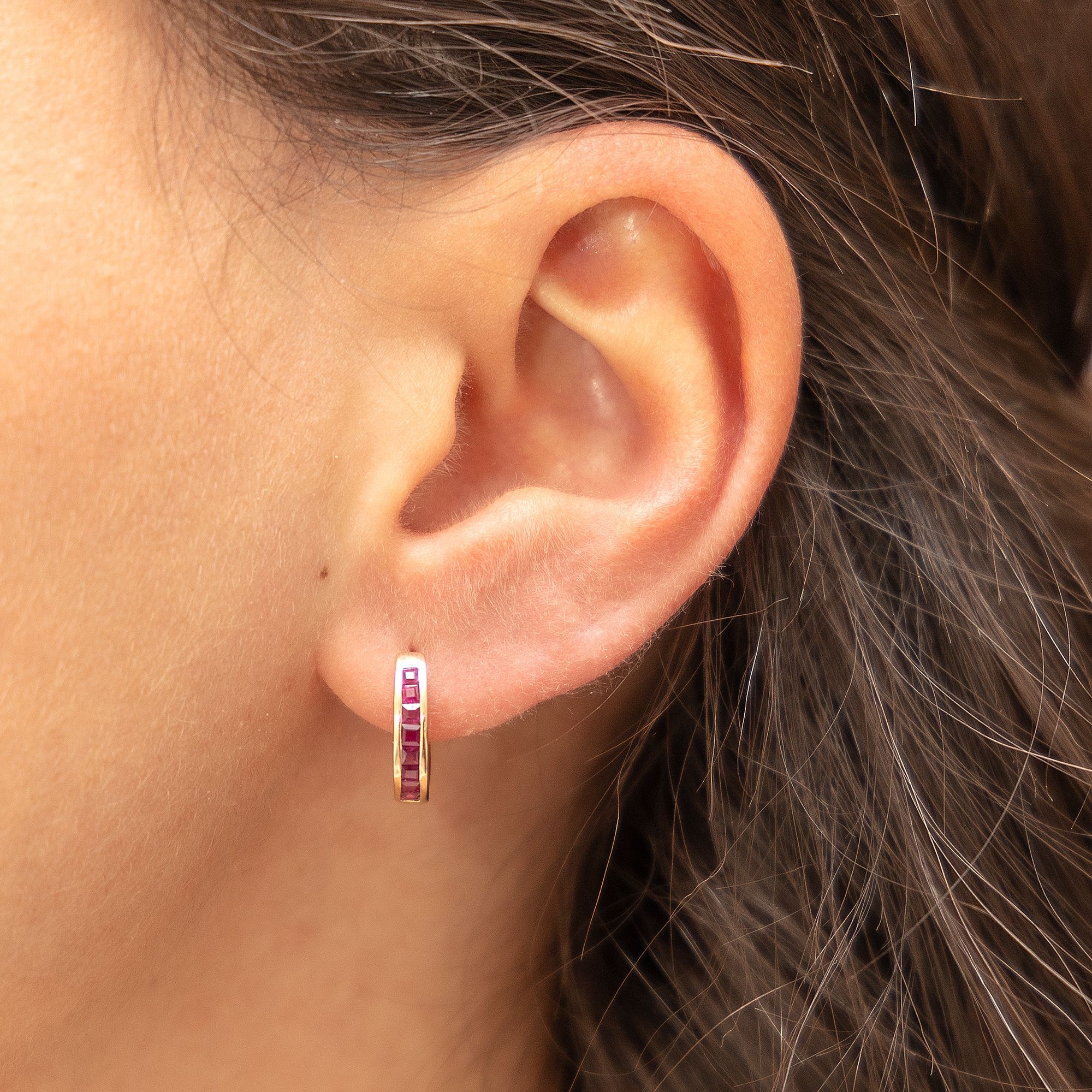 Fascination by Ellen K. Paar Creolen »Gold 585 mit 16 natürlichen Rubinen 12mm Durchmesser«