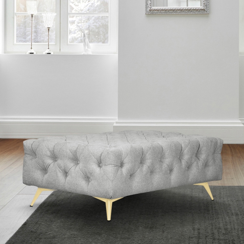 Leonique Polsterhocker »Amaury«, Chesterfield-Optik, Breite 120cm, Fußfarbe wählbar