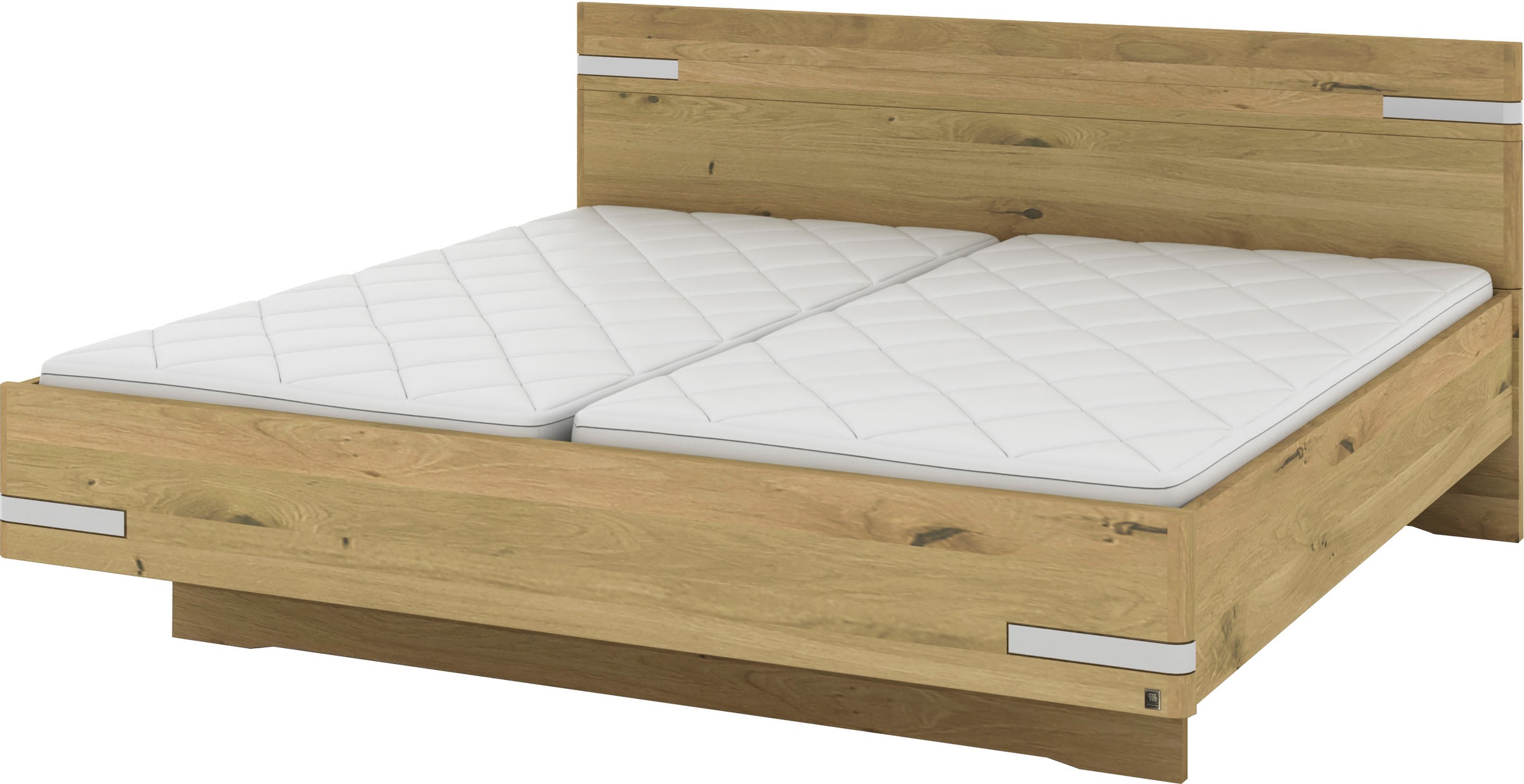 Musterring Holzbett »Savona«, (Belastbarkeit 220 Kg, 4-fache Liegehöhenverstellung, MADE IN GERMANY), Kopfteil in Bianco-Eiche massiv, Details in Chrom, verschiedene Größen