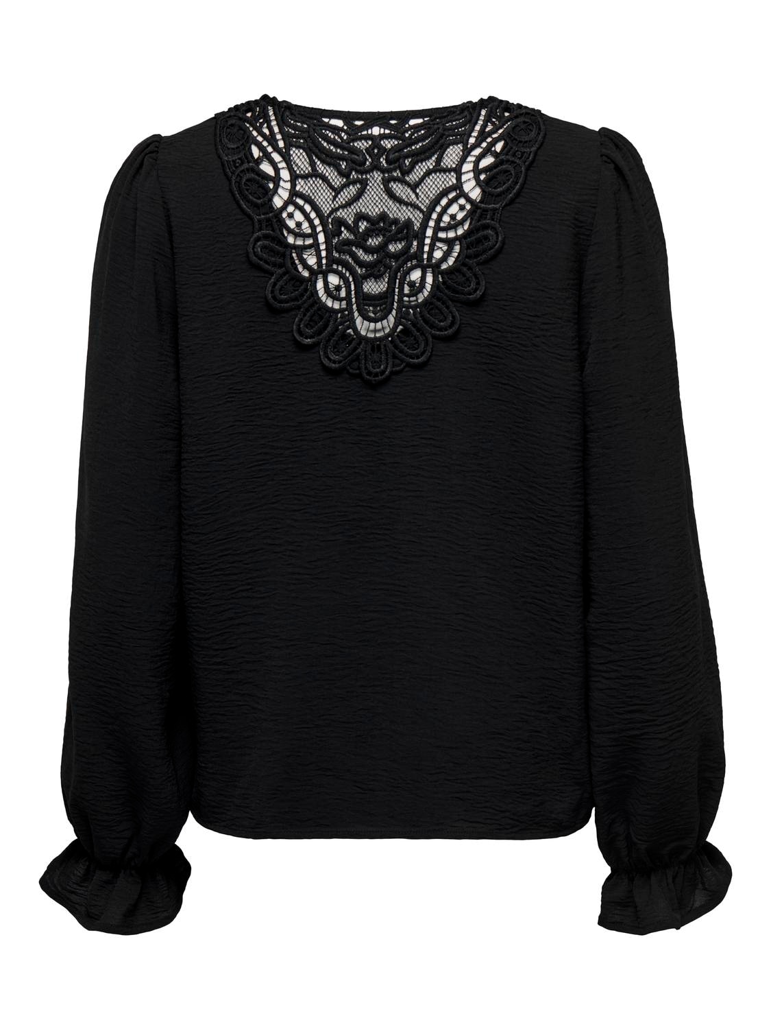 ONLY Spitzenbluse »ONLMETTE L/S LACE TOP WVN« Kunstfaser, regular fit