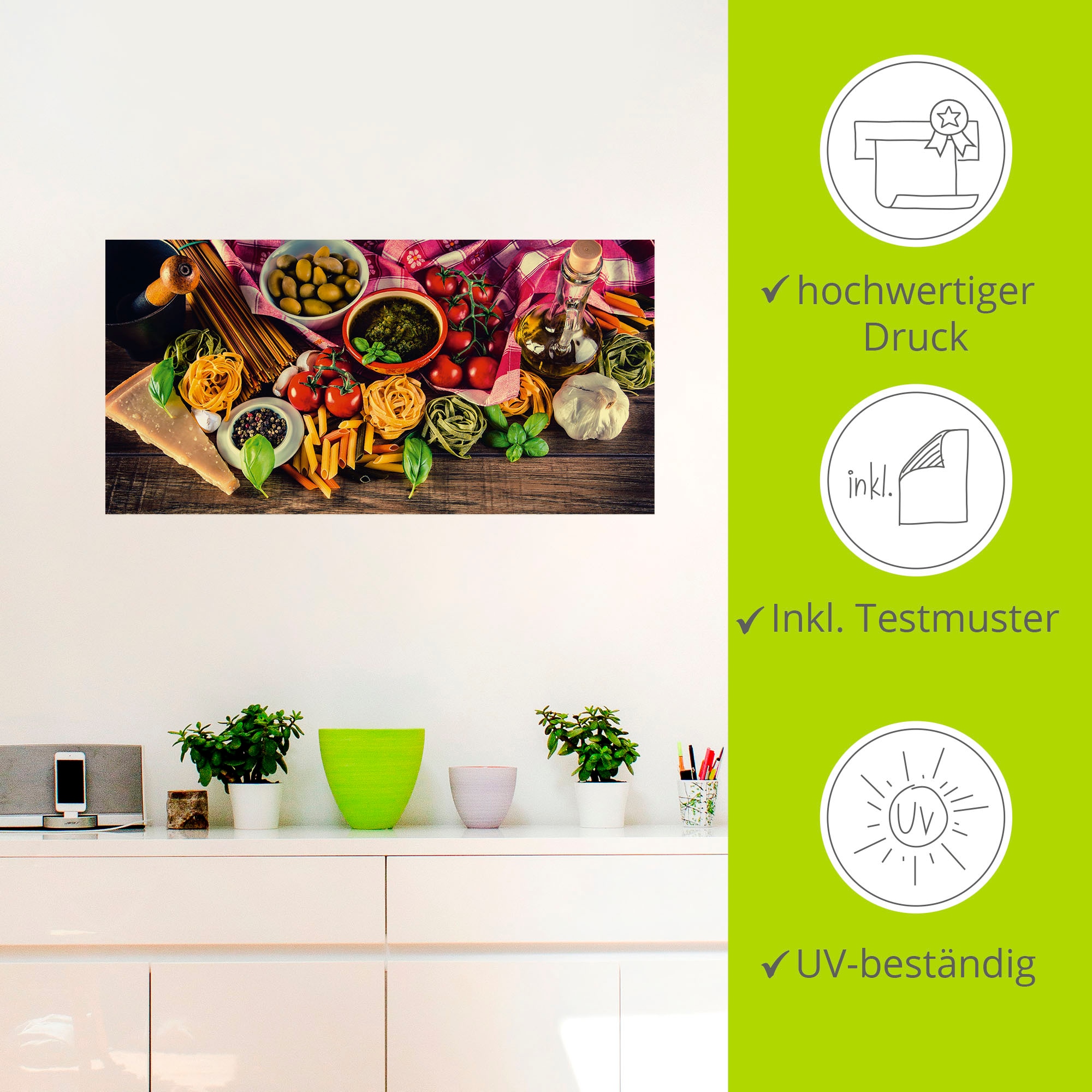 Artland Wandbild »Italienisch mediterrane Lebensmittel«, Lebensmittel, (1 S günstig online kaufen