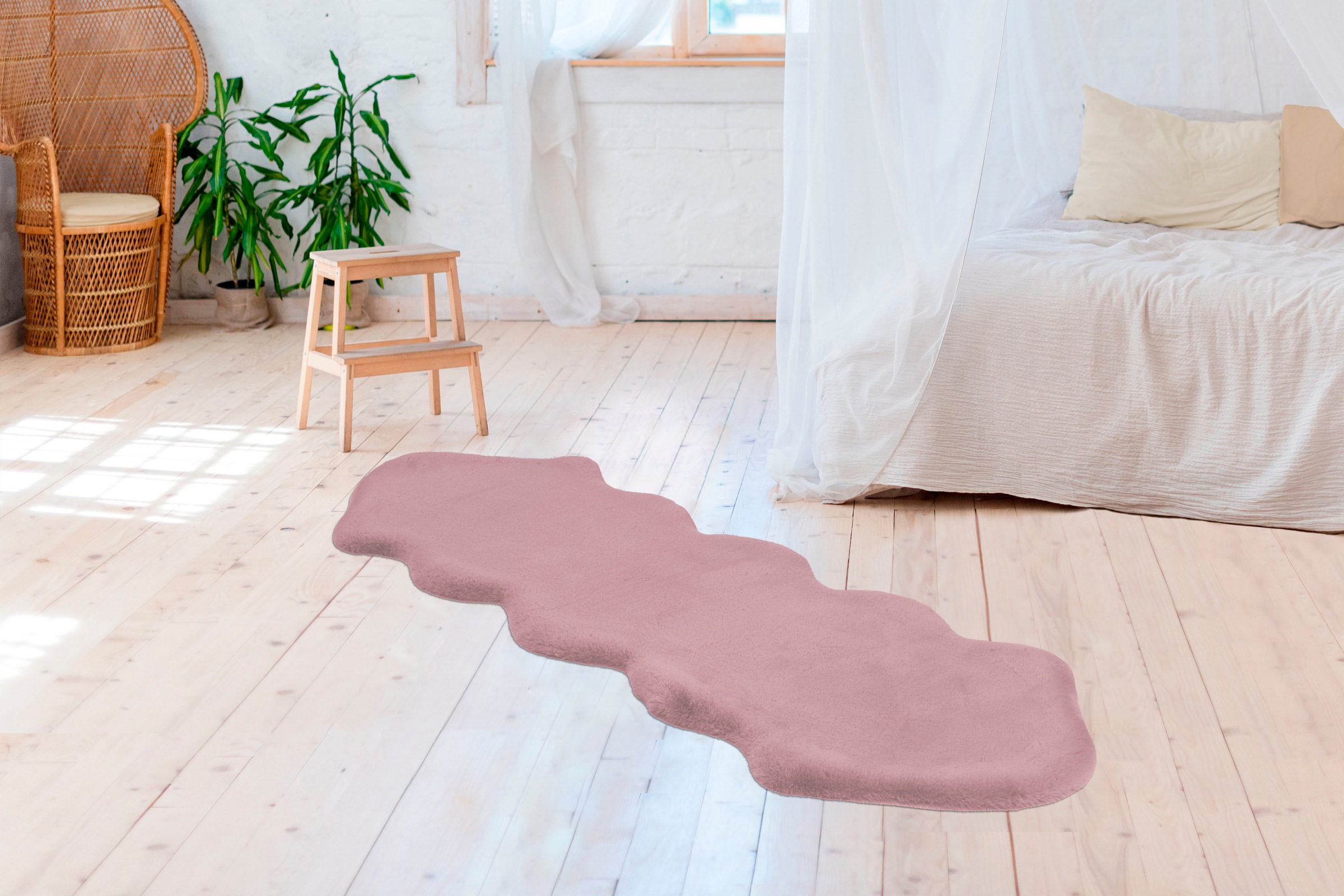 Arte Espina Fellteppich »Rabbit 300«, fellförmig, 35 mm Höhe, Kunstfell, Kaninchenfell-Haptik, supersoft, ideal als Bettvorleger