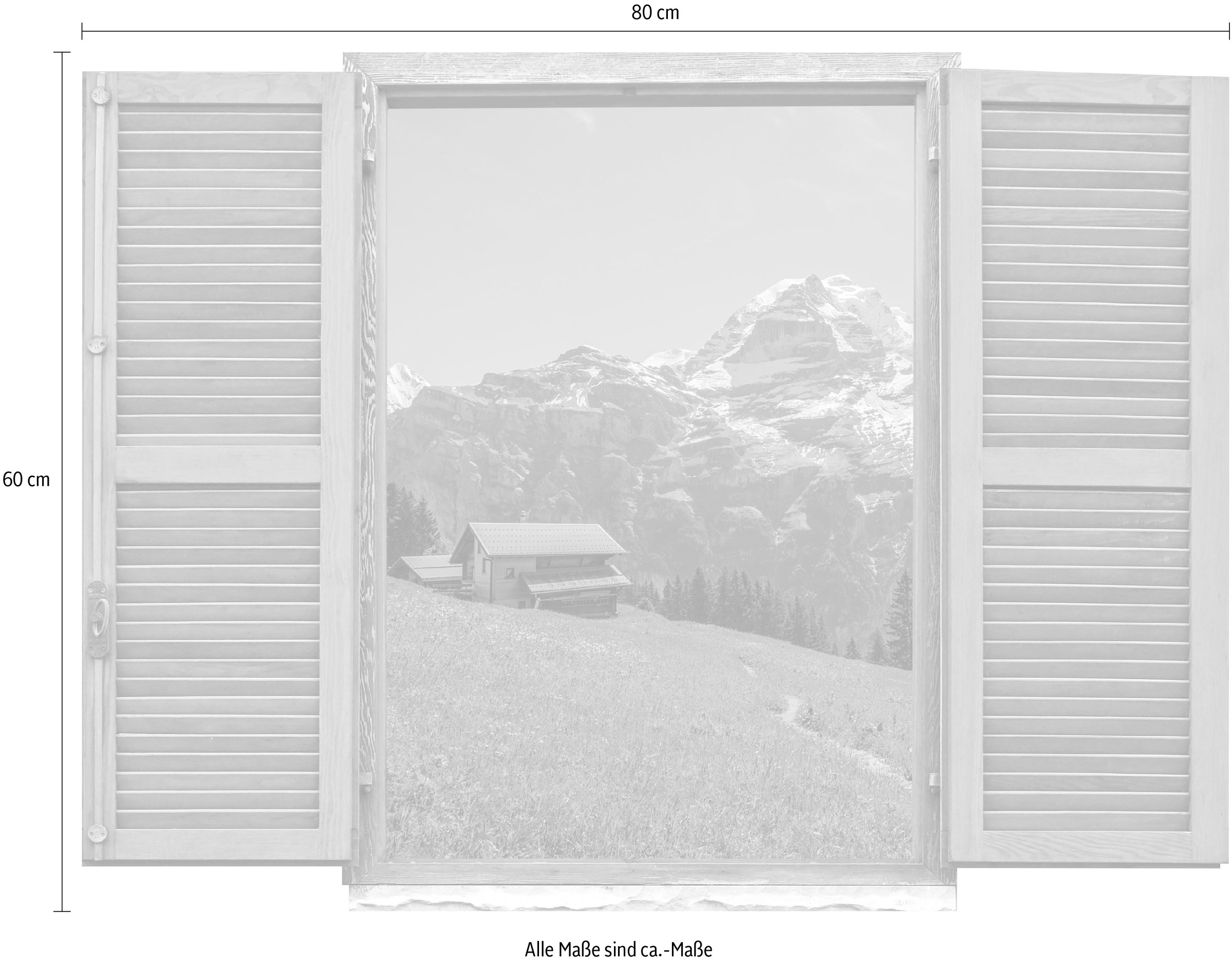 queence Wandtattoo »Almhütte«, (1 St.), Wandsticker, Wandbild, selbstklebend, 3D, Fenster