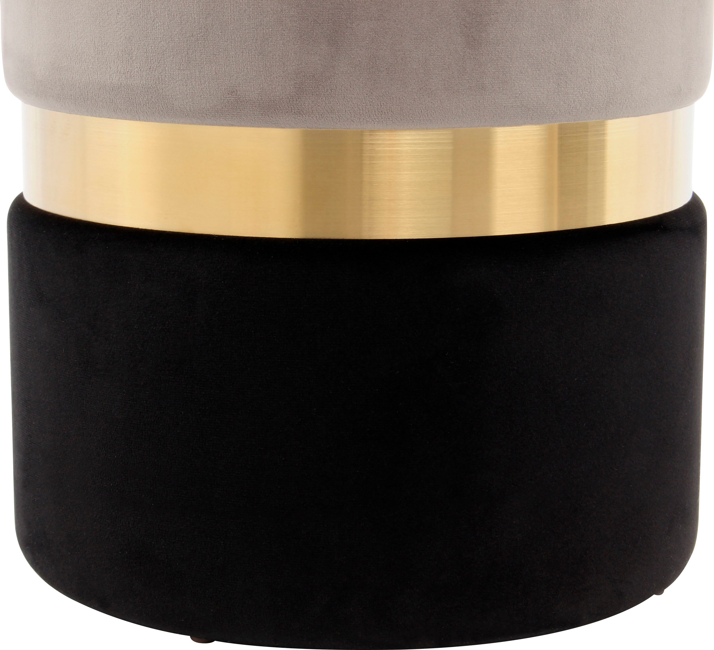 Kayoom Stauraumhocker »Hocker Zora 125 2er-Set, samtweicher Stoffbezug,runde elegante Form«, (Set, 2 St.), edles Design mit Metallring, gepolstert, mit Stauraum