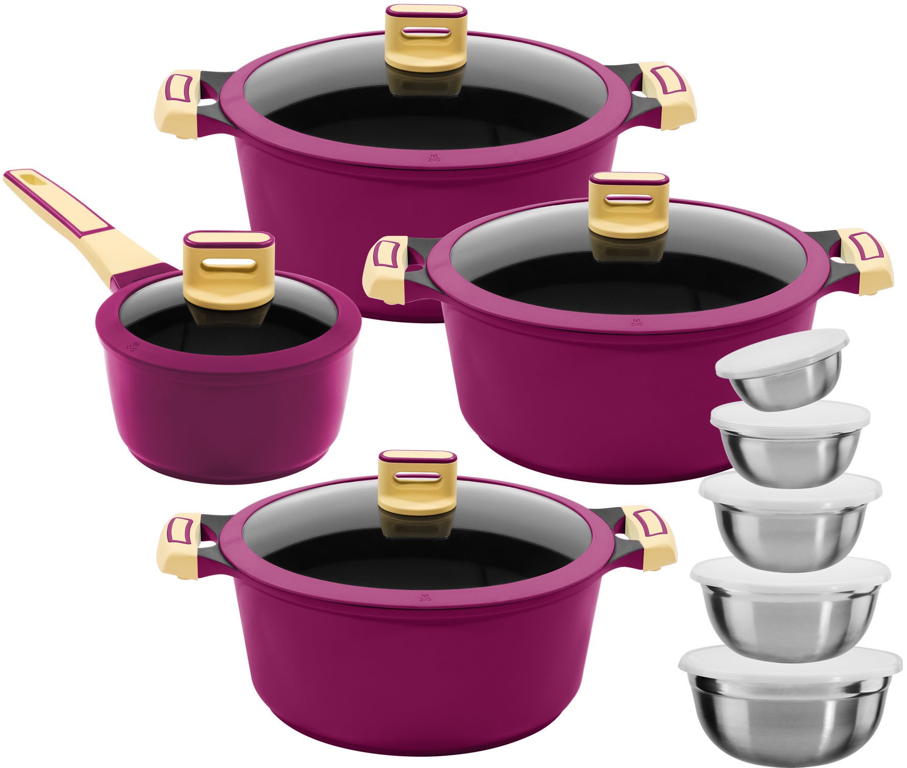 KING Topf-Set Aluminiumguss Set, Kochtopf 18/20/24 cm, Stieltopf 16 cm, Sch günstig online kaufen