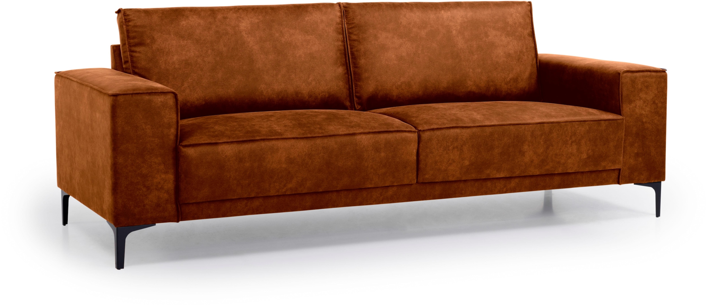 Places of Style 3-Sitzer »3er Sofa Oland, Struktur, Flachgewebe, Luxus-Microfaser, Boucle«, 224 cm, Wellenunterfederung, Skandi-Design, Metallfüße