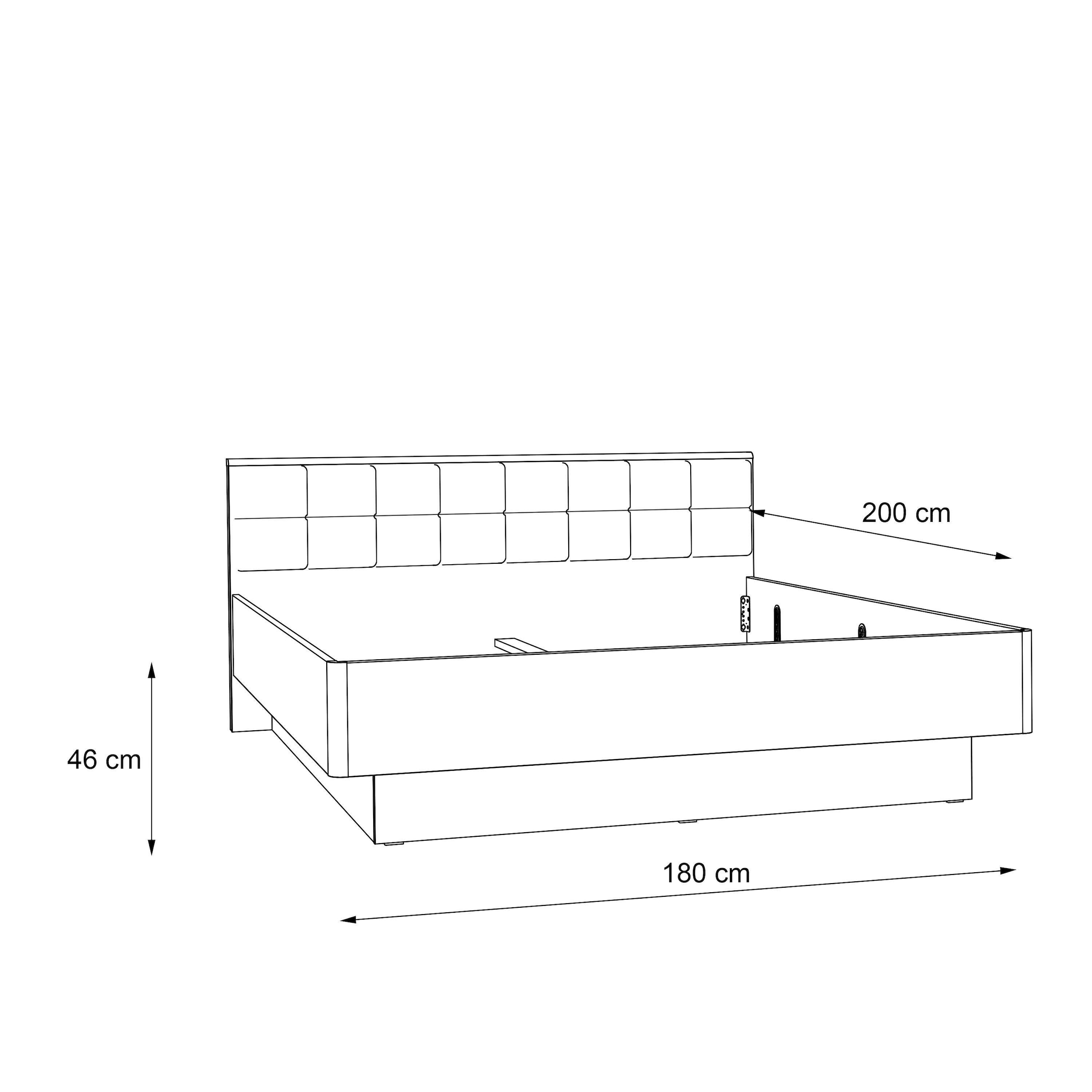 FORTE Futonbett »Clif, Bettanlage, Old – Wood Vintage, Betonoptik Dunkelgrau«, (Liegefläche 180x200cm), mit gepolstertem Kopfteil aus Kunstleder, bis 220KG belastbar