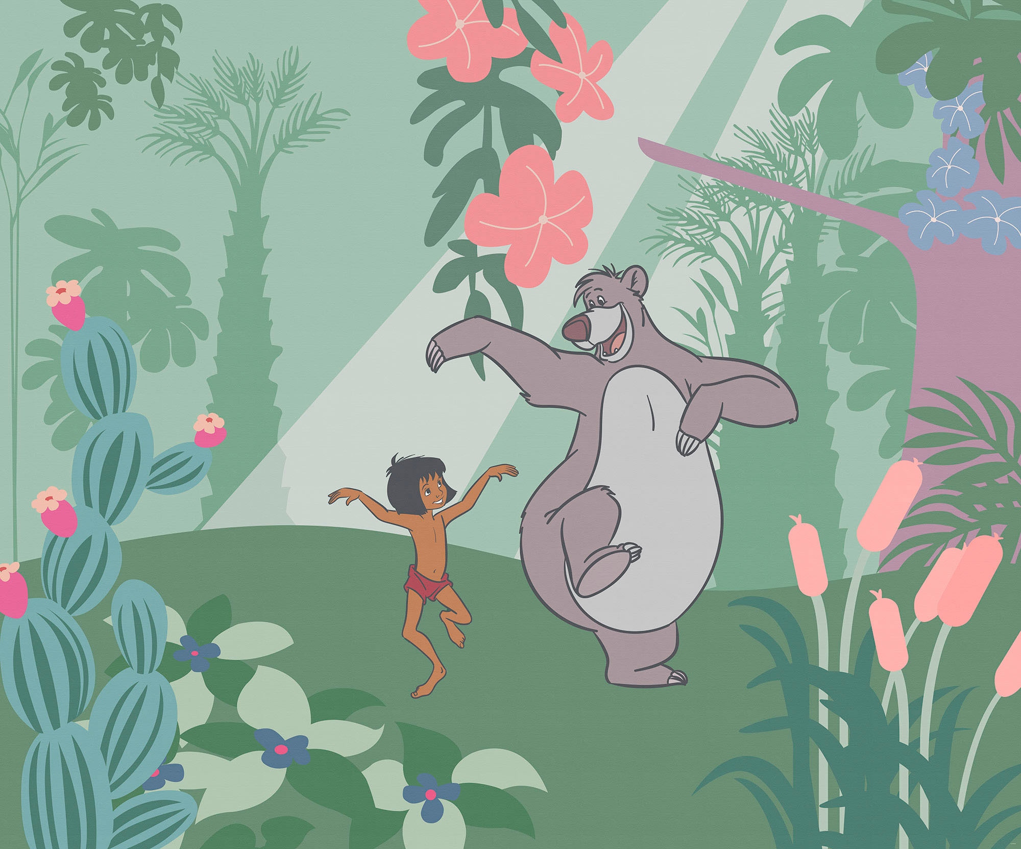 Komar Fototapete »Digitaldruck Vlies - Jungle Book Just Kidding - Größe 300 x 250 cm«, bedruckt, Kinderzimmer