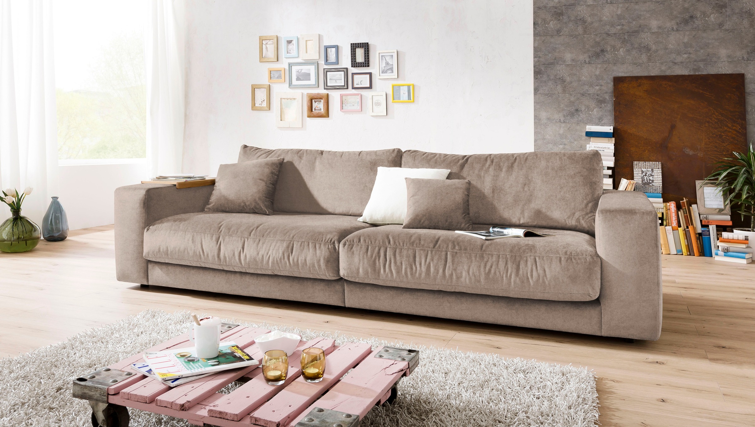 3C Candy Big-Sofa »Enisa II«, incl. 1 Flatterkissen, Wahlweise mit Flecken-Schutz-Bezug Easy care