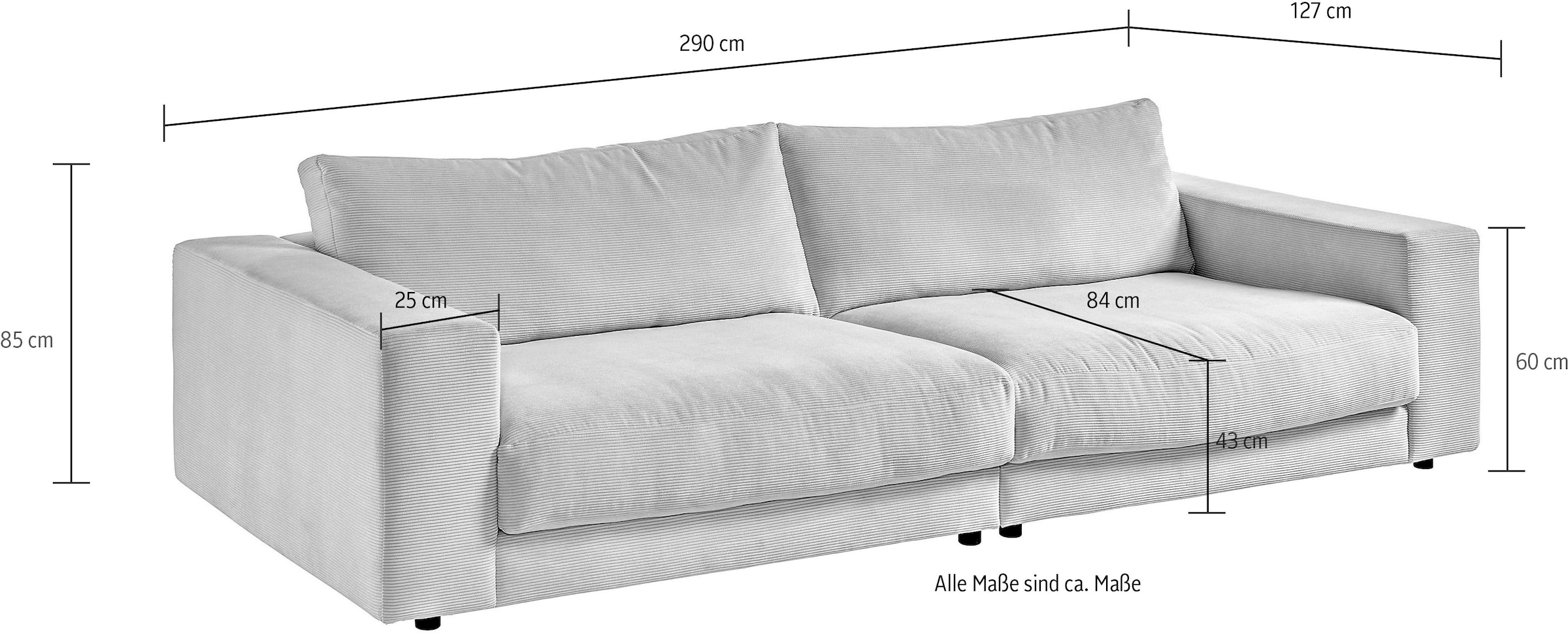 kaufen Zeitloses Loungemöbel, Fein- Breitcord »Enisa«, in Candy und und Rechnung stylisches Big-Sofa 3C auf