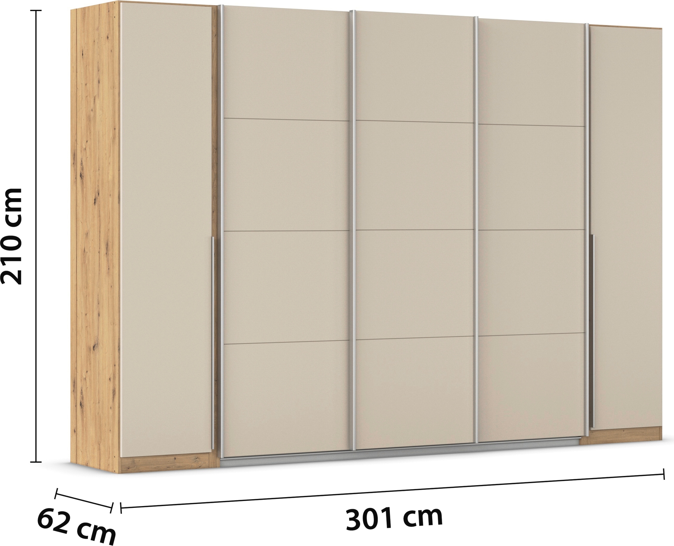 rauch Schwebetürenschrank »Agordo«, (im angesagten Mix aus Dreh- und Schwebetüren), optional mit Spiegel und zwei Griff-Farben MADE IN GERMANY