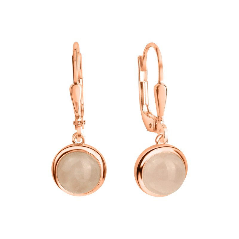 ZEEME Paar Ohrhänger »Silber 925 rosé-vergoldet mit echtem Rosenquarz« rosa + rosa one-size Edle Damen-Ohrringe aus echtem Silber