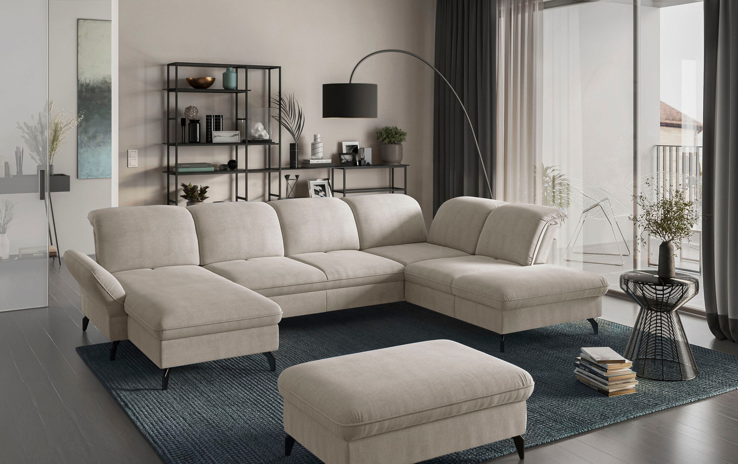 sit&more Wohnlandschaft "Leandro U-Form" Wahlweise mit Bett-, Kopfteil - un günstig online kaufen