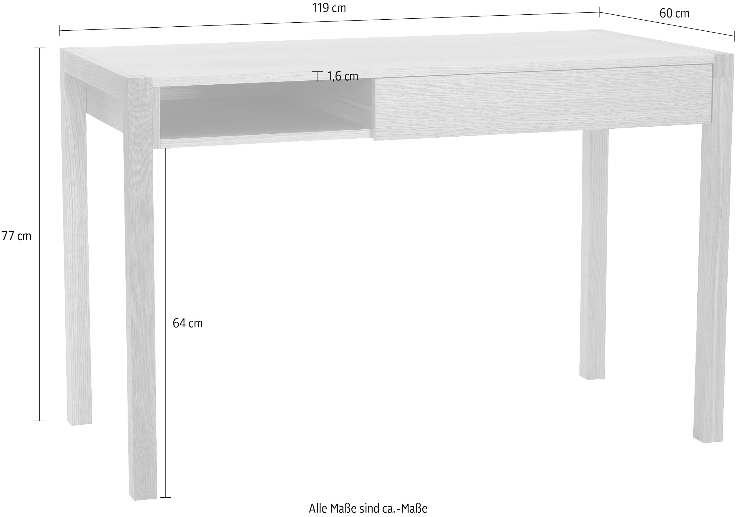 Woodman Schreibtisch »New«, mit offenem Regal und Schublade, Holzfurnier aus Eiche