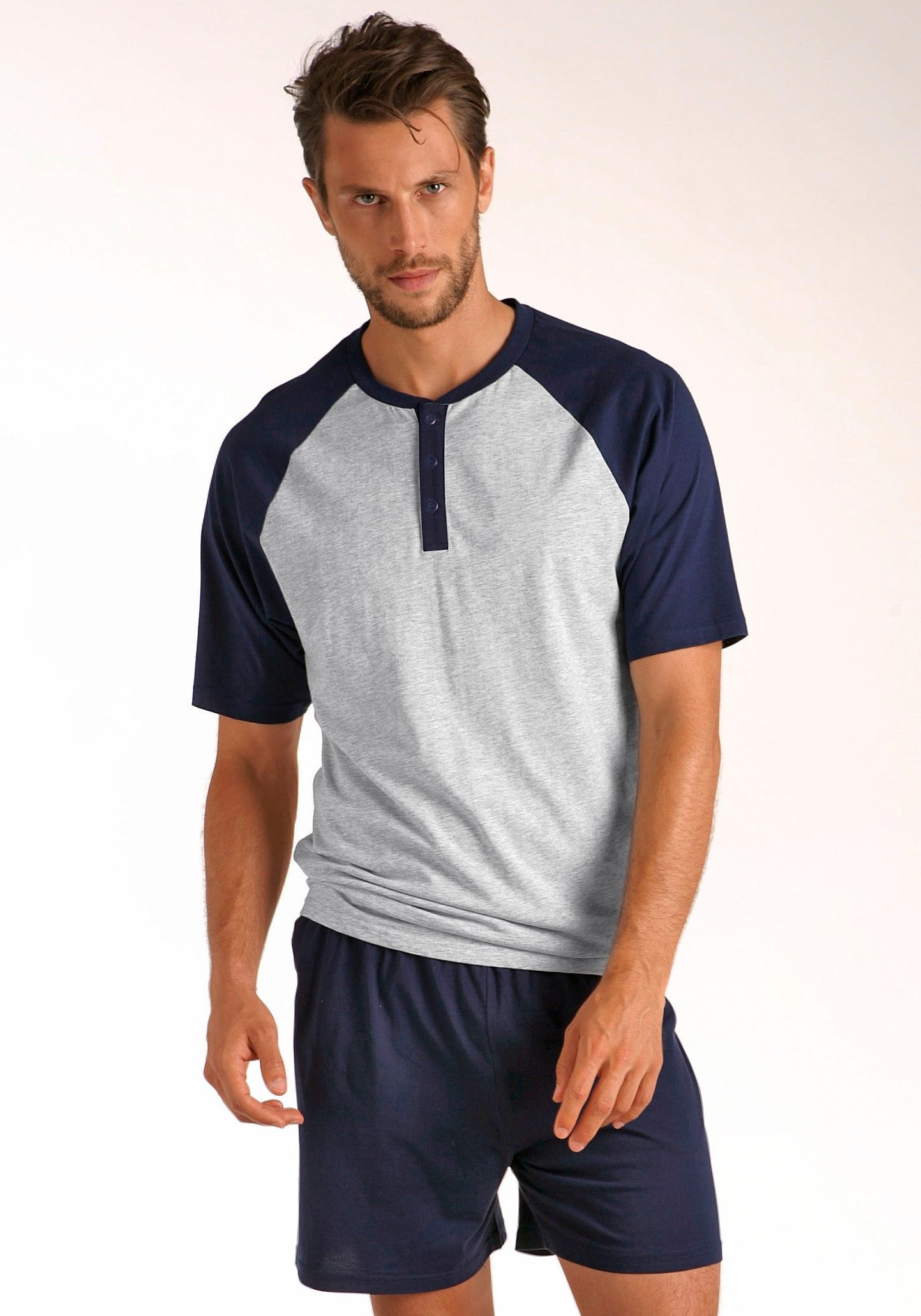 le jogger® Pyjama Packung, 2 Stück, 4 tlg. in kurzer Form, mit Raglanärmeln