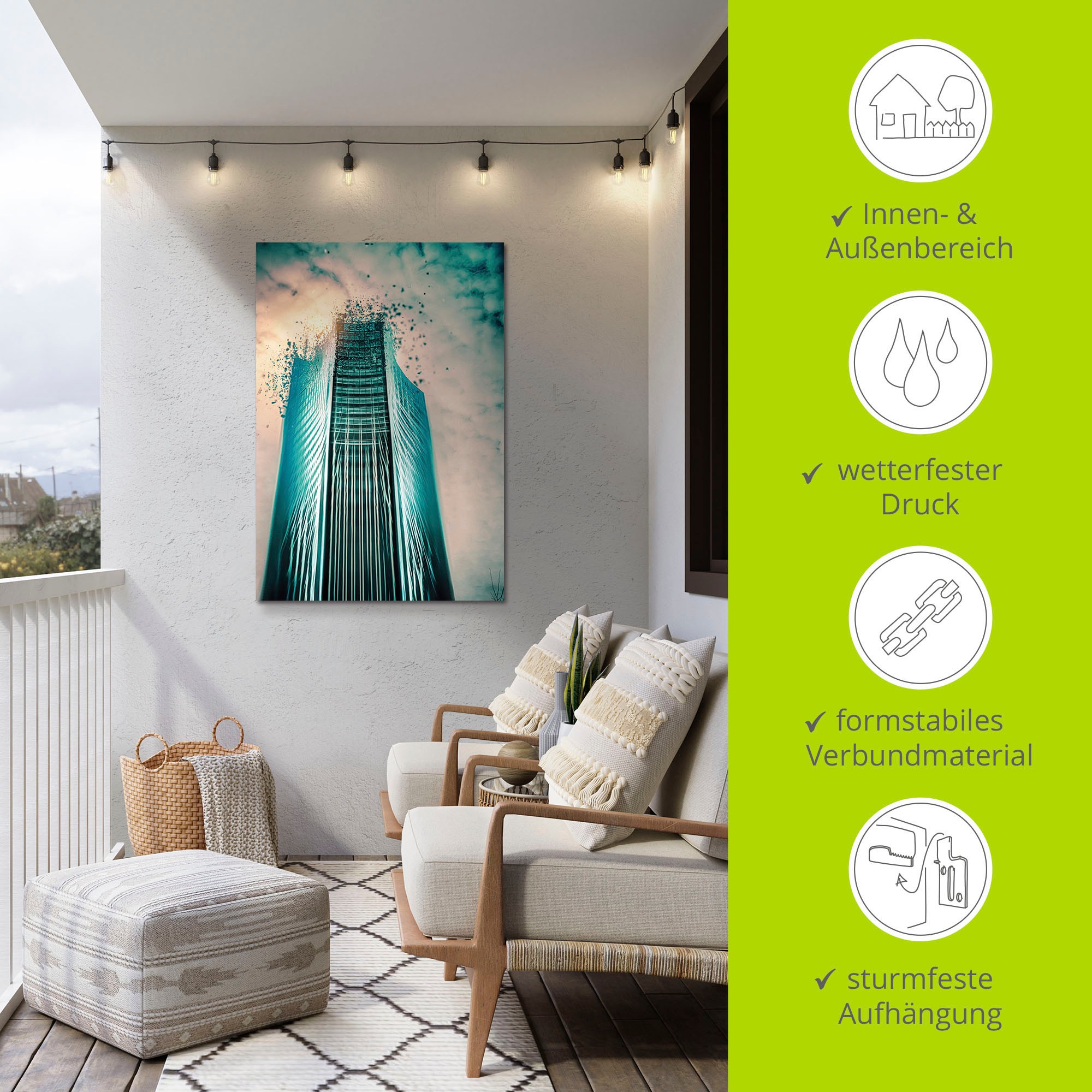 Artland Wandbild »Aufloesung, Panorama Tower City Leipzig«, Gebäude, (1 St.), als Alubild, Leinwandbild, Wandaufkleber oder Poster in versch. Größen