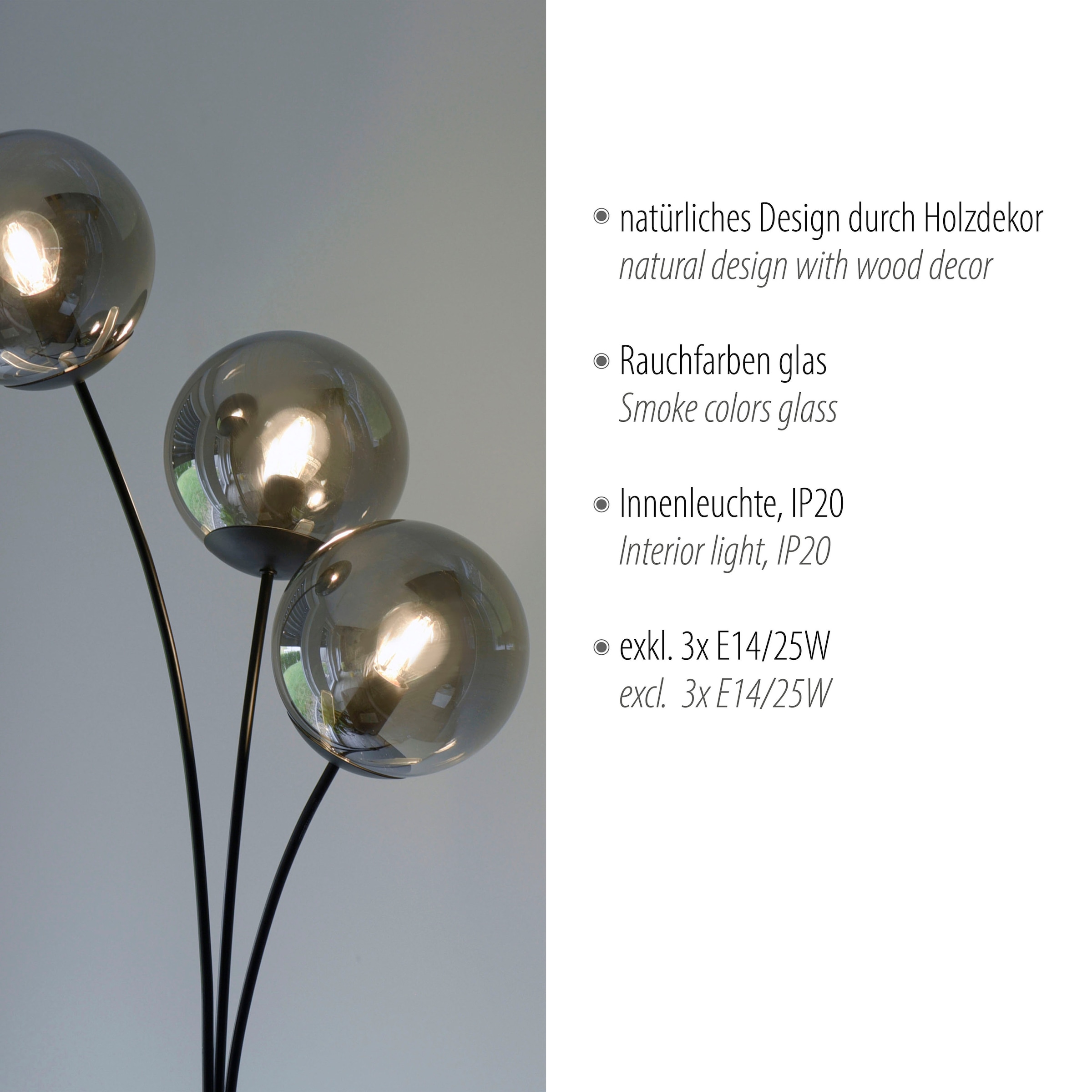 JUST LIGHT Stehlampe »GREEN WIDO«, 3 flammig, Leuchtmittel E14 | ohne Leuchtmittel