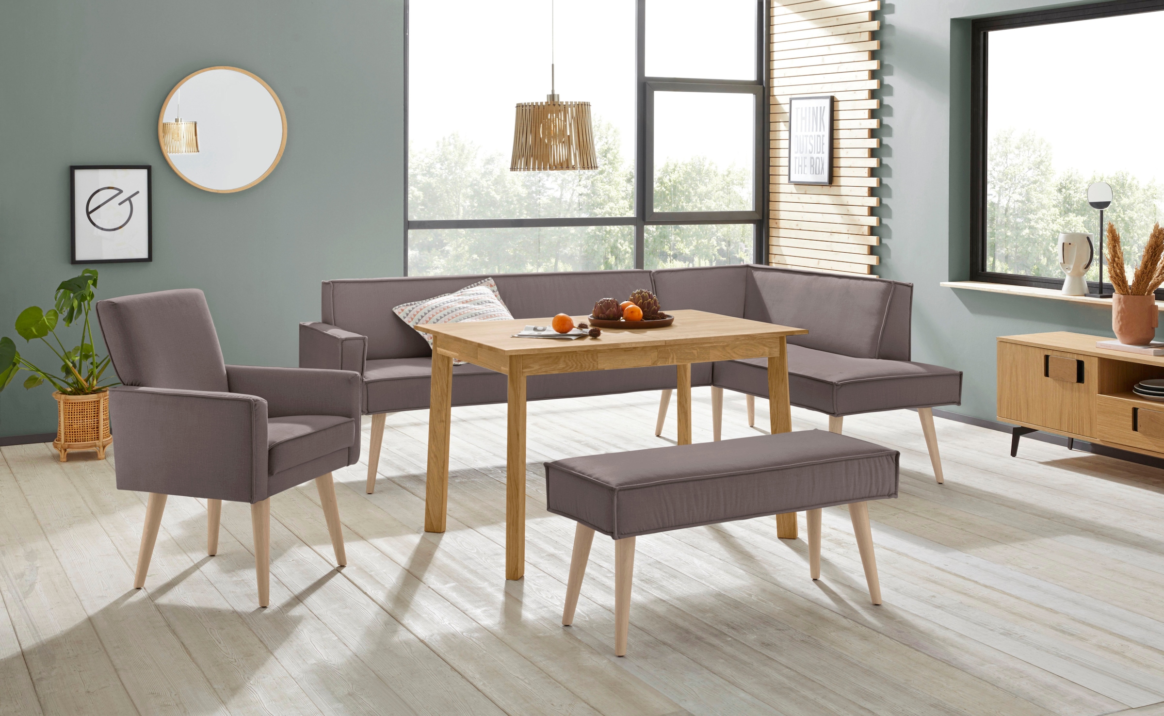 exxpo - sofa fashion Sessel »Lungo, Loungesessel mit moderner Kedernaht, bequem und elegant«, Breite 64 cm, hoher Holzfuß