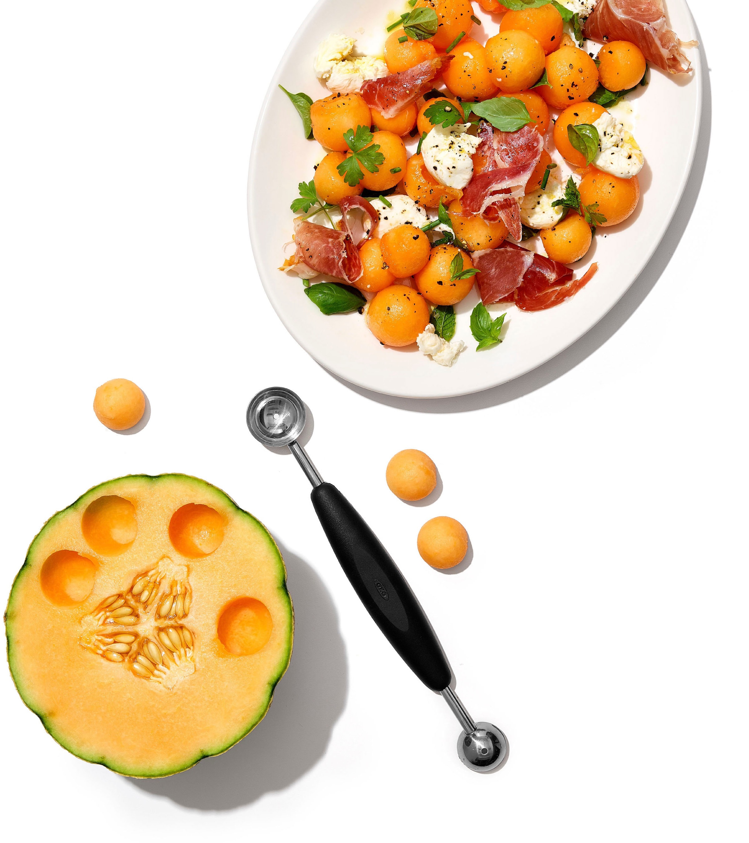 OXO Good Grips Obstschneider, Melonenausstecher aus Edelstahl, spülmaschinenfest