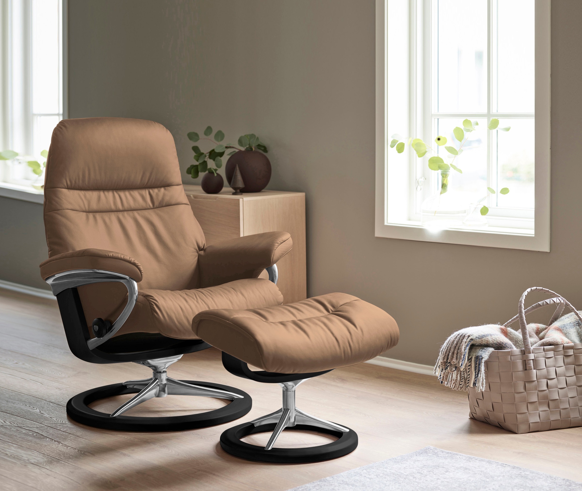 Stressless® Relaxsessel »Sunrise« Relaxsessel mit Hocker, mit Signature Bas günstig online kaufen