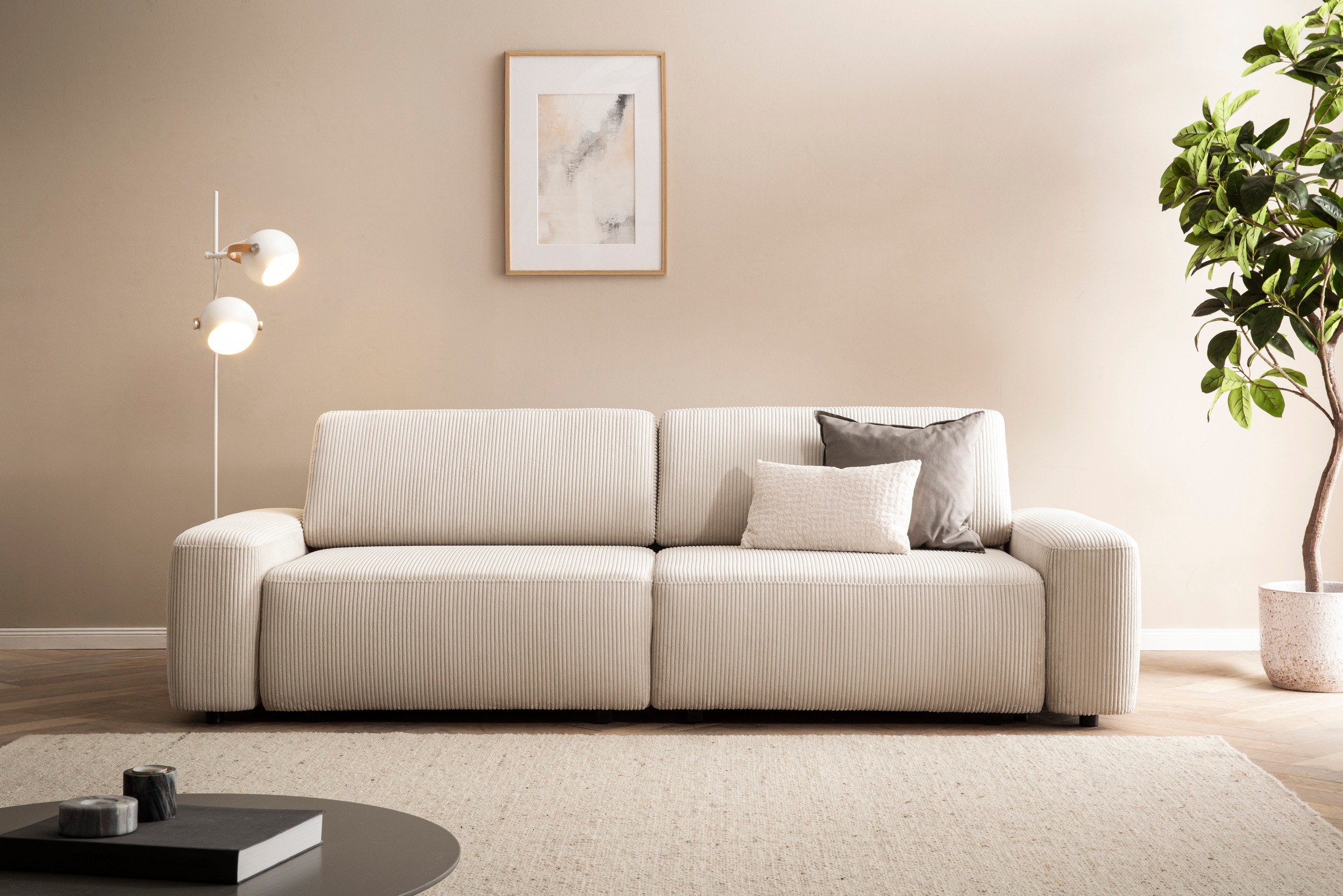 INOSIGN 3-Sitzer »TORGE (257cm), Sofa,Schlafsofa in Cord, Samtvelours, Stru günstig online kaufen