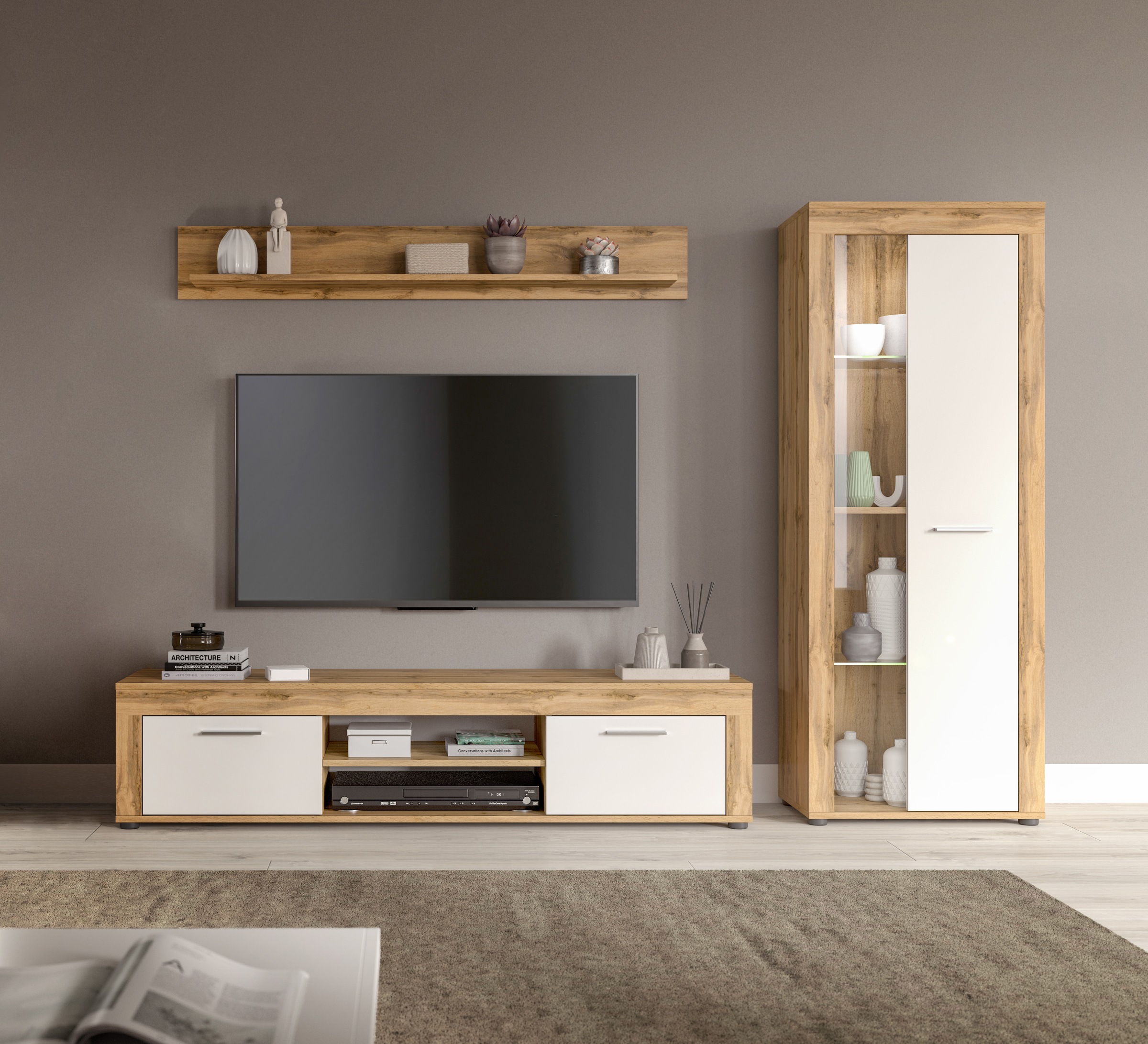 INOSIGN Wohnwand »Aosta, Breite 235cm, bestehend aus Lowboard, Wandboard, V günstig online kaufen