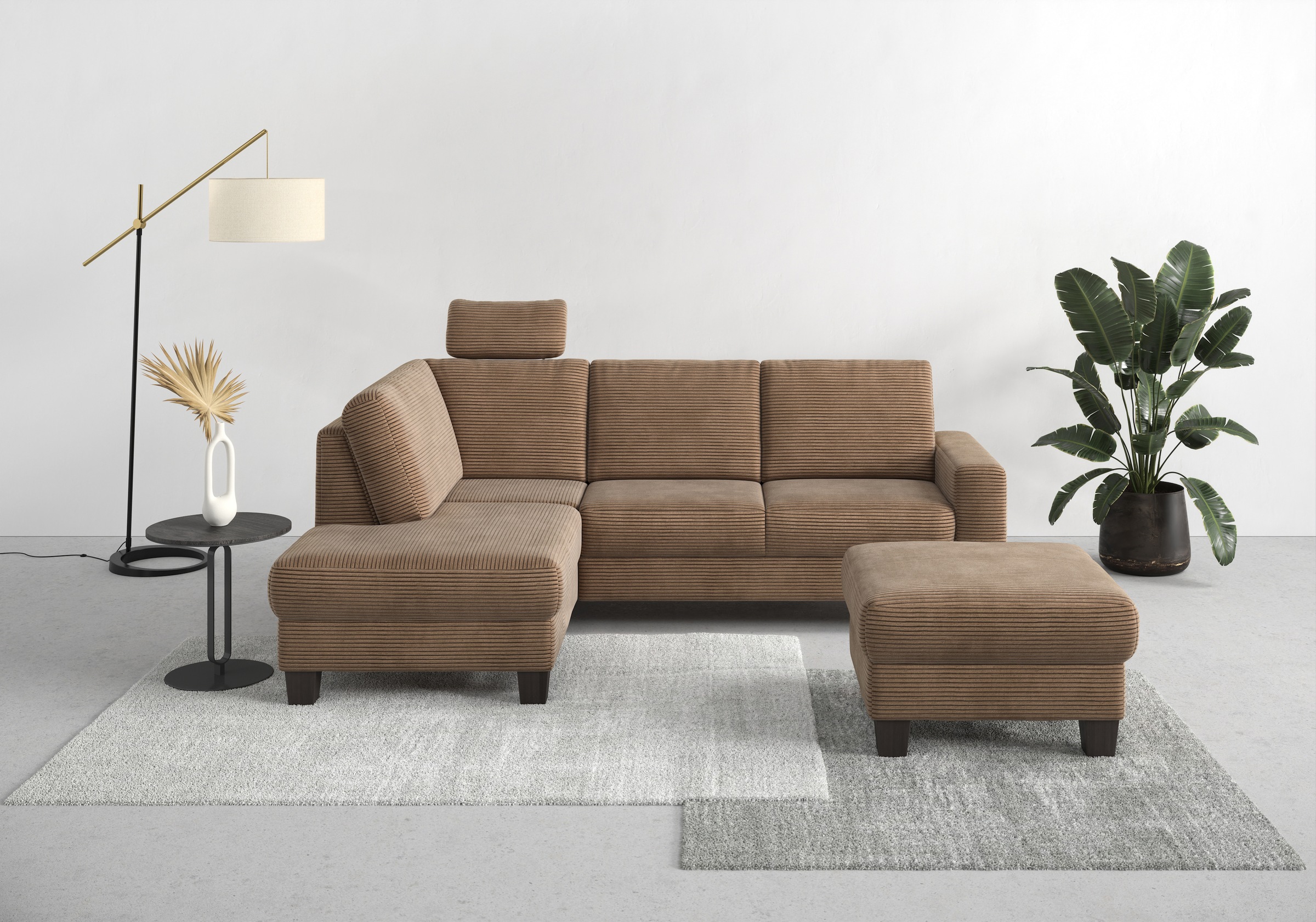 Home affaire Ecksofa »Summer L-Form«, mit Ottomane, mit oder ohne Bettfunktion und Bettkasten, Cord-Bezug