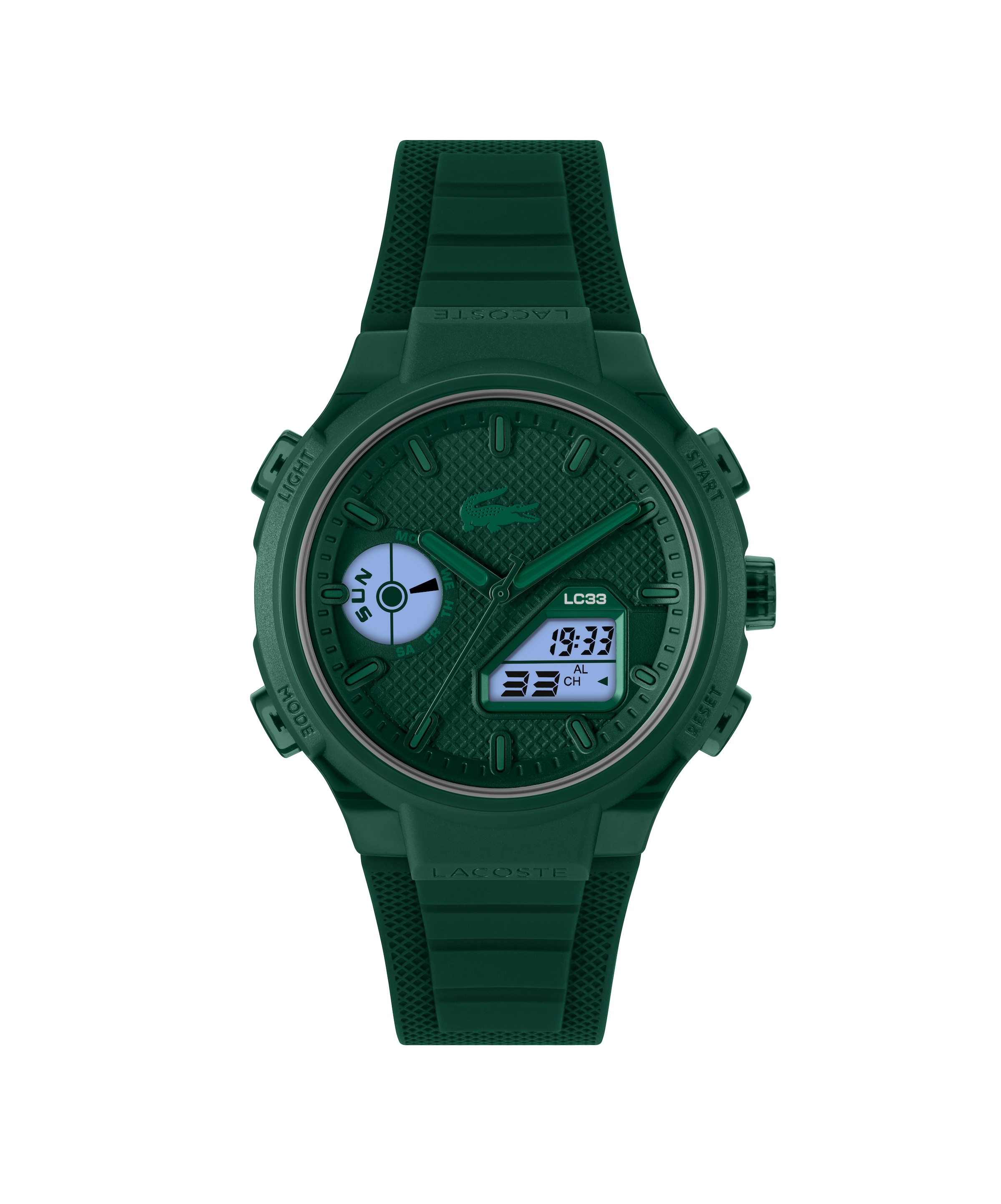 Lacoste Chronograph »LC33«, Quarzuhr, Armbanduhr, Herrenuhr, Silikonarmband, analog, digital, Tag