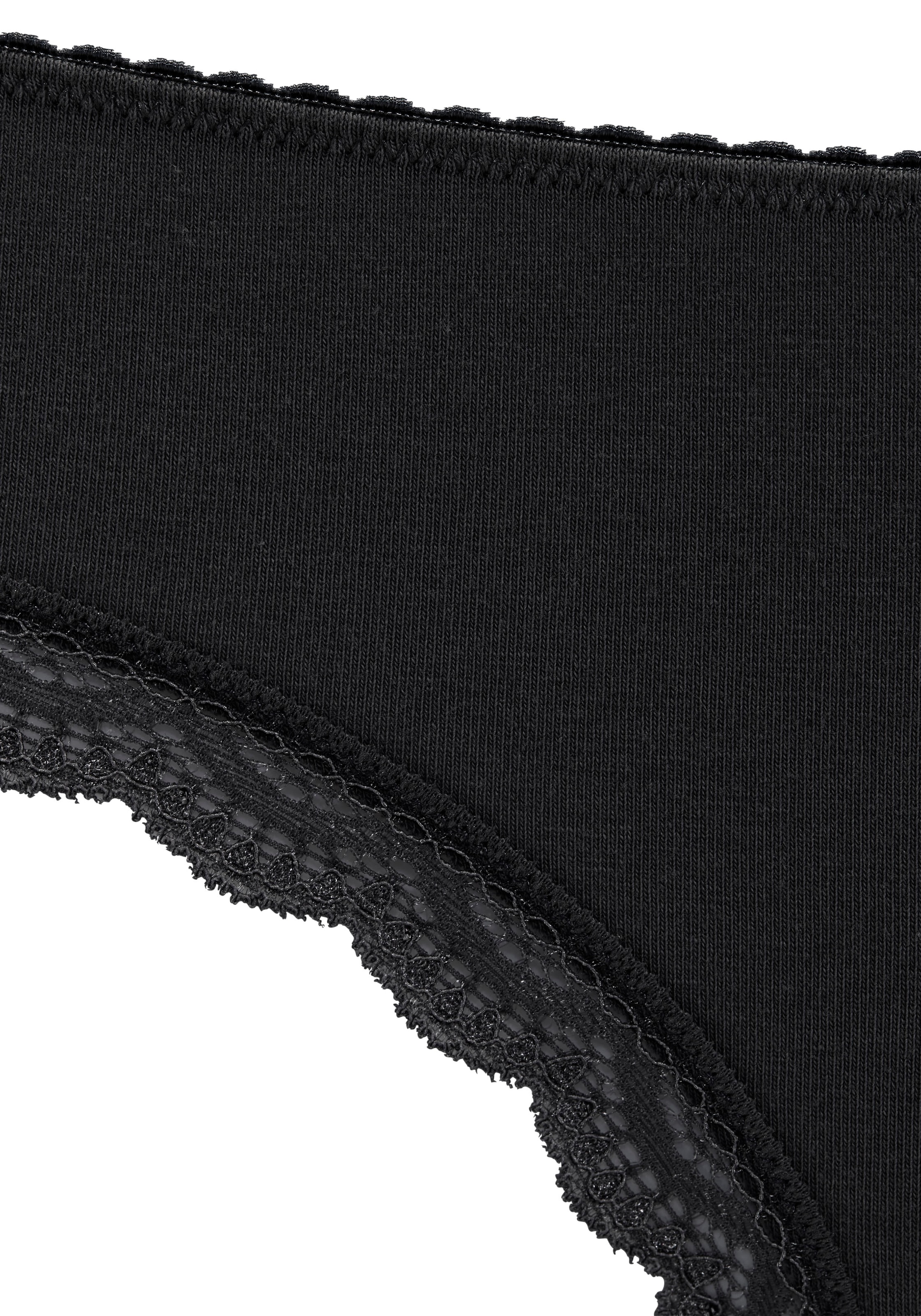 LASCANA Brasilslip 5er-Pack,  aus elastischer Baumwolle mit zarter Spitze, mit Aufbewahrungsbox