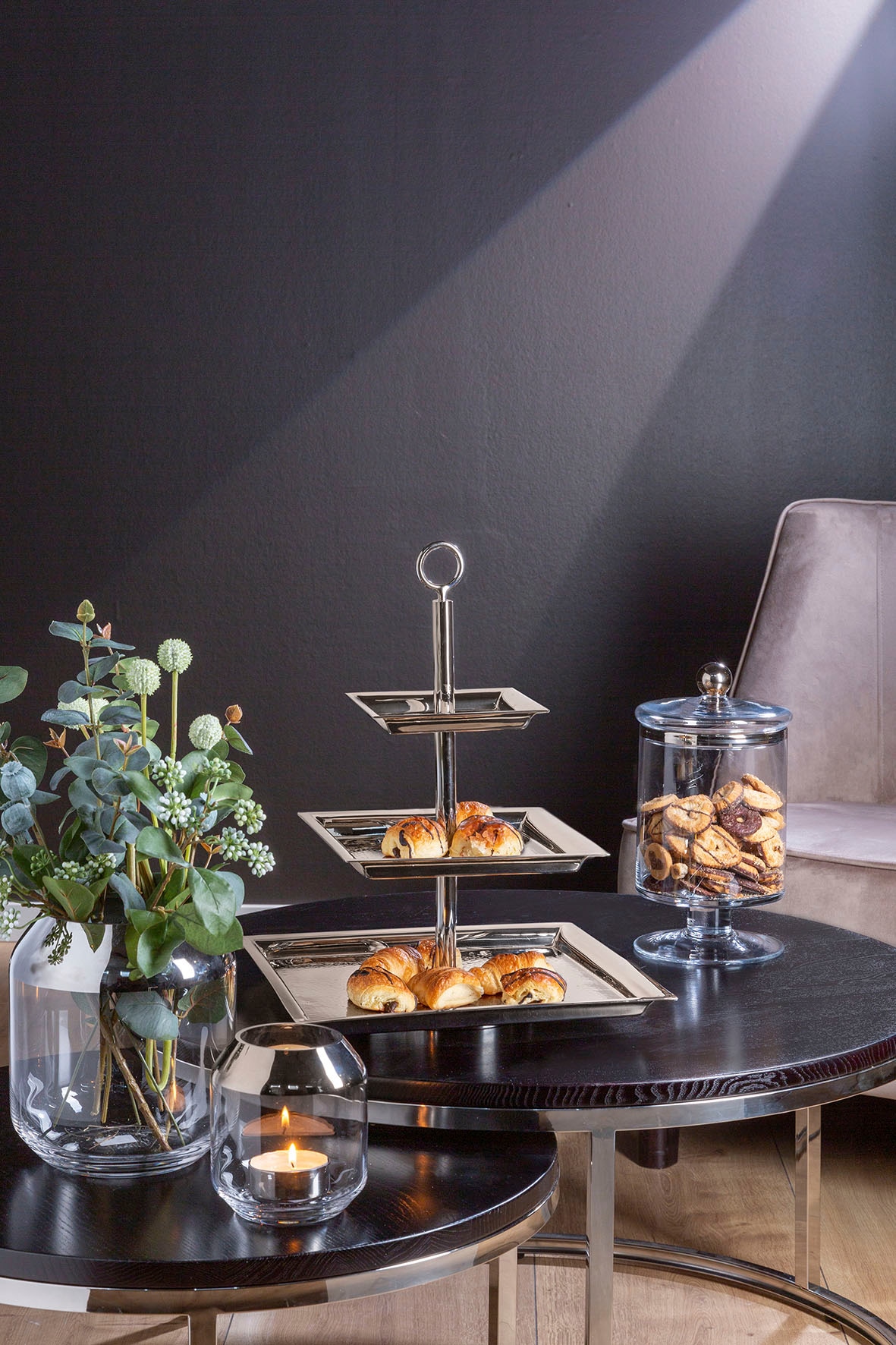 Fink Etagere »NAGANO, mit feiner Hammerschlagstruktur«, (1 tlg.), mit 3 Etagen, quadratisch
