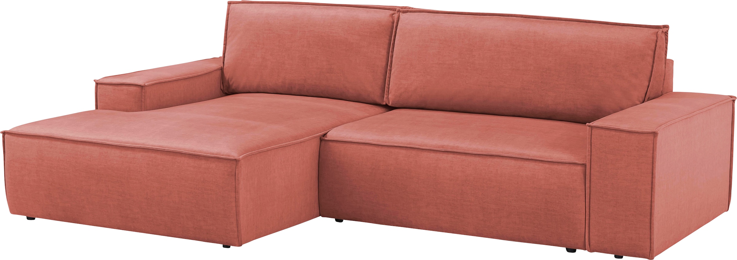 Home affaire Ecksofa SHERWOOD Schlafsofa 267 cm, L-Form, Schlaffunktion mit Bettkasten (210x136 cm), Cord, Vintage, Samtvelours