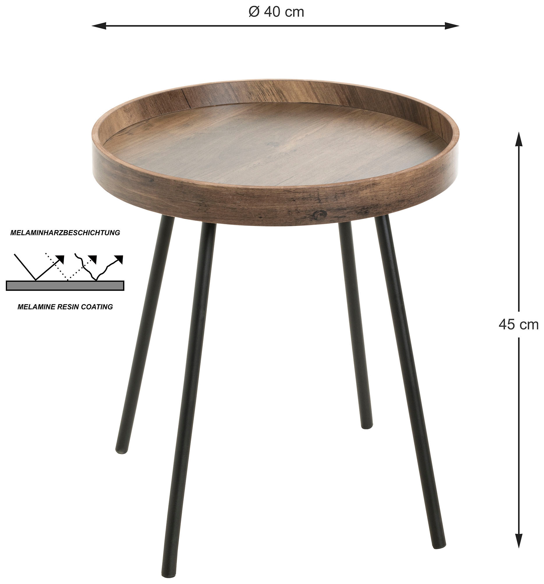 HAKU Beistelltisch »Sofatisch, Wohnzimmertisch« 1 Stk. tlg. rund - aus MDF Braun - Ø/H 40/45 cm