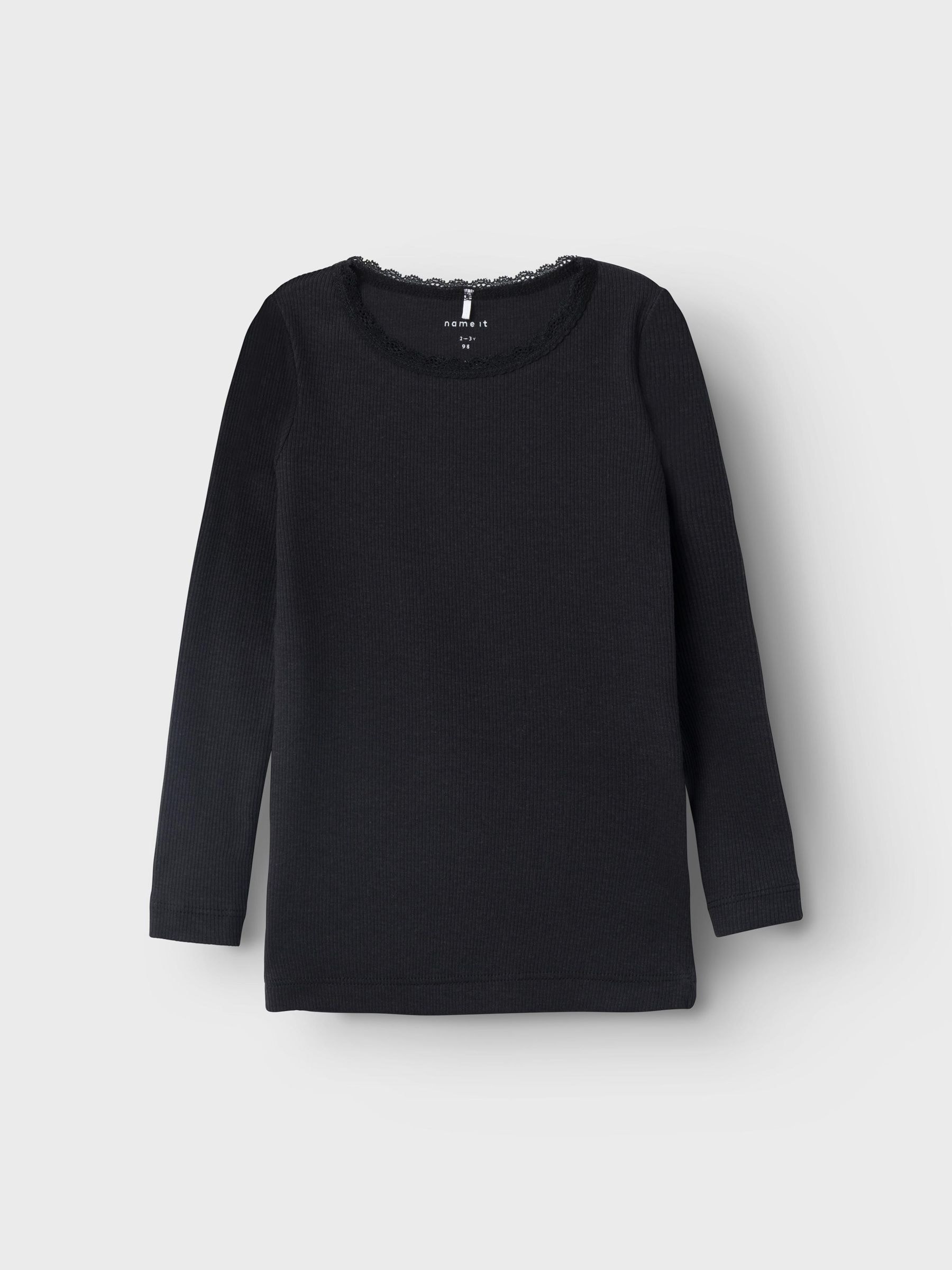Name It Langarmshirt »NMFKAB LS TOP NOOS«, in Feinripp und mit süßer Spitzenkante am Ausschnitt