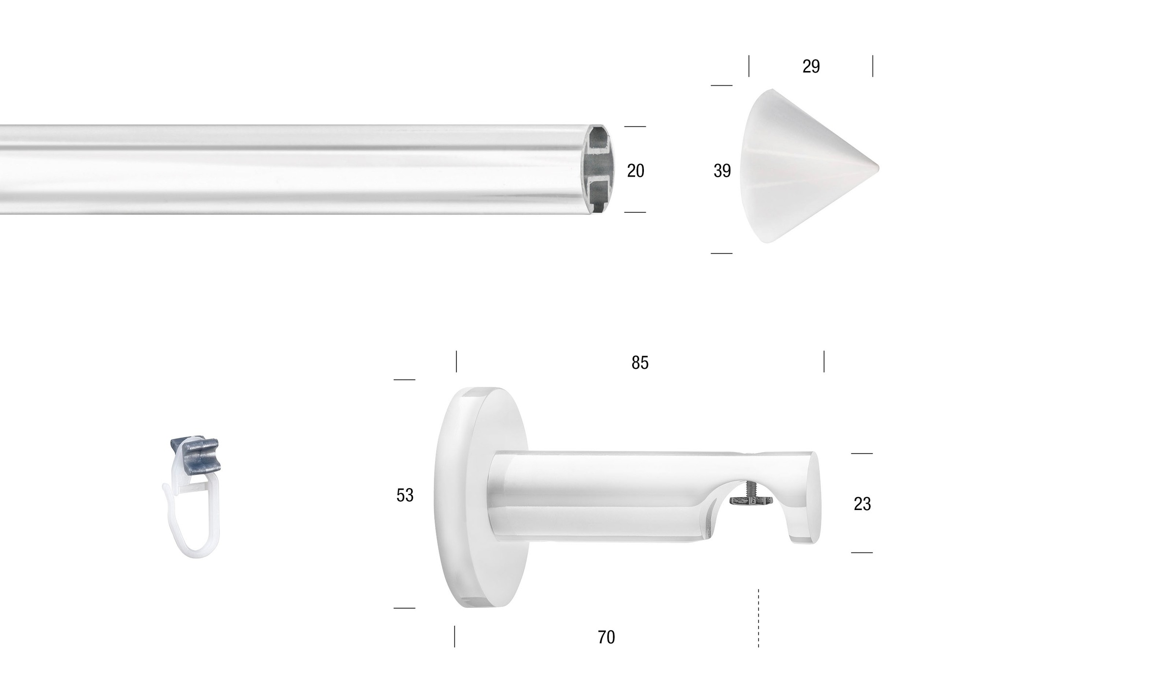 GARESA Gardinenstange »WHITE« Ø 20 mm 1 läufig-läufig Wunschmaßlänge Vorhan günstig online kaufen