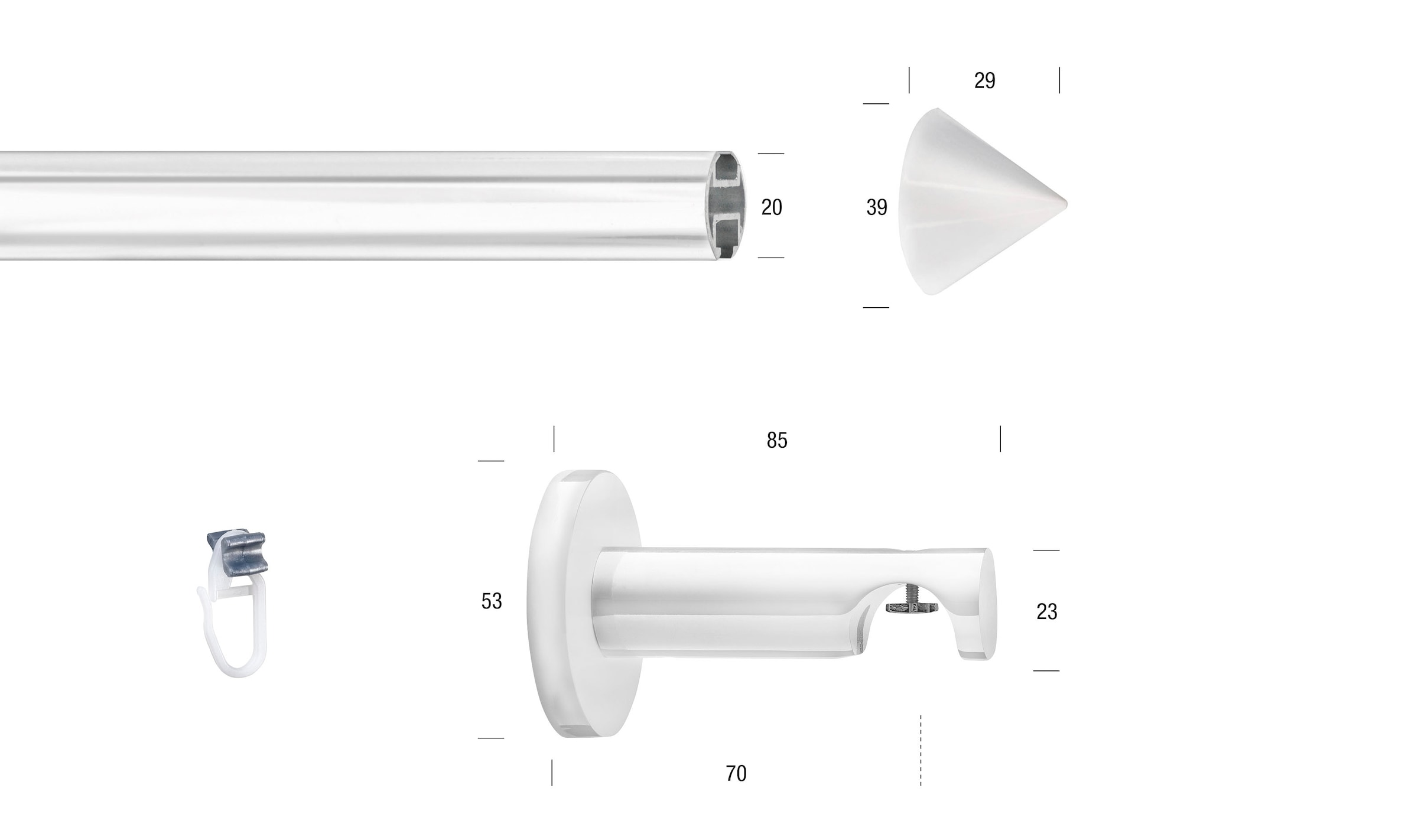 GARESA Gardinenstange »WHITE« Ø 20 mm 1 läufig-läufig Wunschmaßlänge Vorhan günstig online kaufen