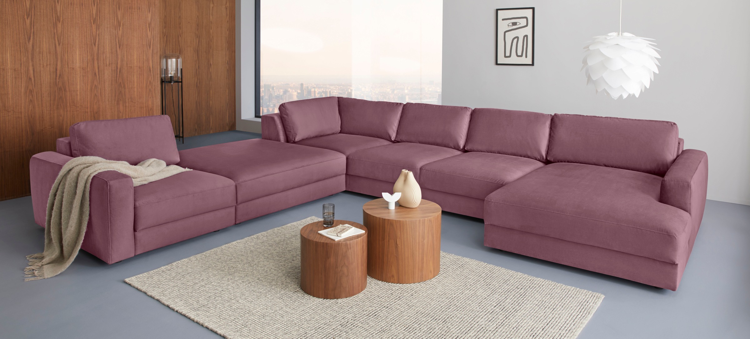 Places of Style Sofa-Mittelelement »Bloomfield Mega Hocker in 2 Größen«, passende Erweiterung zur Serie "Bloomfield", als Mittelelement passend