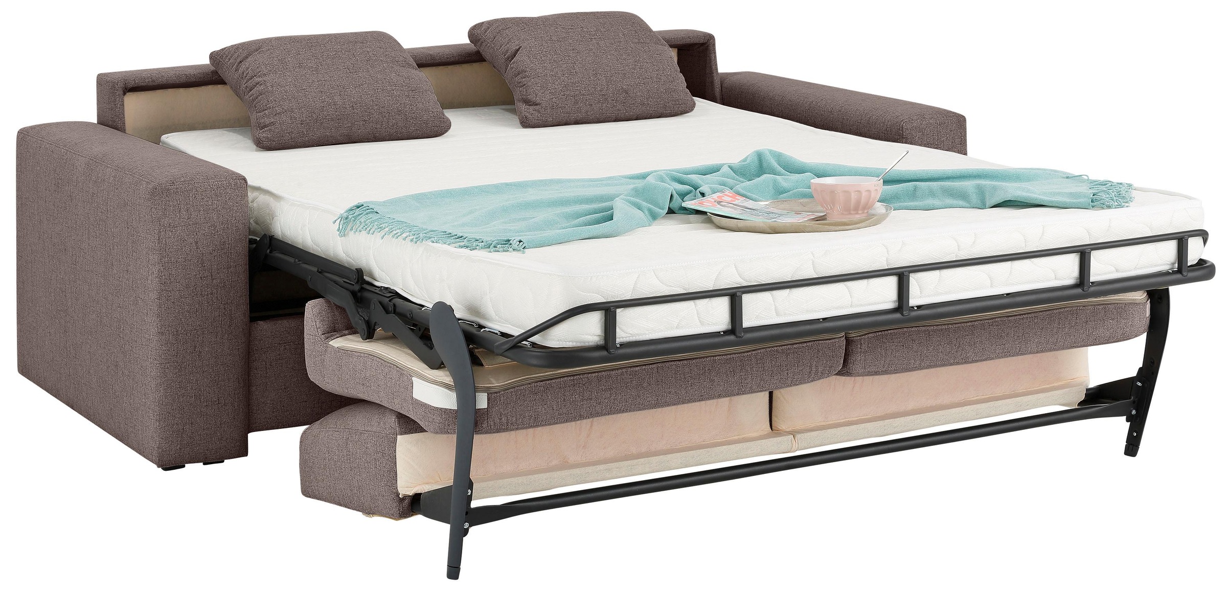 Home affaire Schlafsofa »Roma Matratzenhöhe 14 cm«, Dauerschlaffunktion, mit Unterfederung, Lattenrost, Matratze