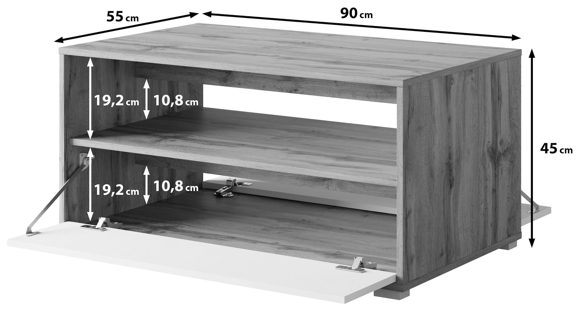 INOSIGN Couchtisch »Kenia«, (1 St.), Rechteckiger Kaffeetisch, 90x55 cm, mit offenem und geschlossenem Fach