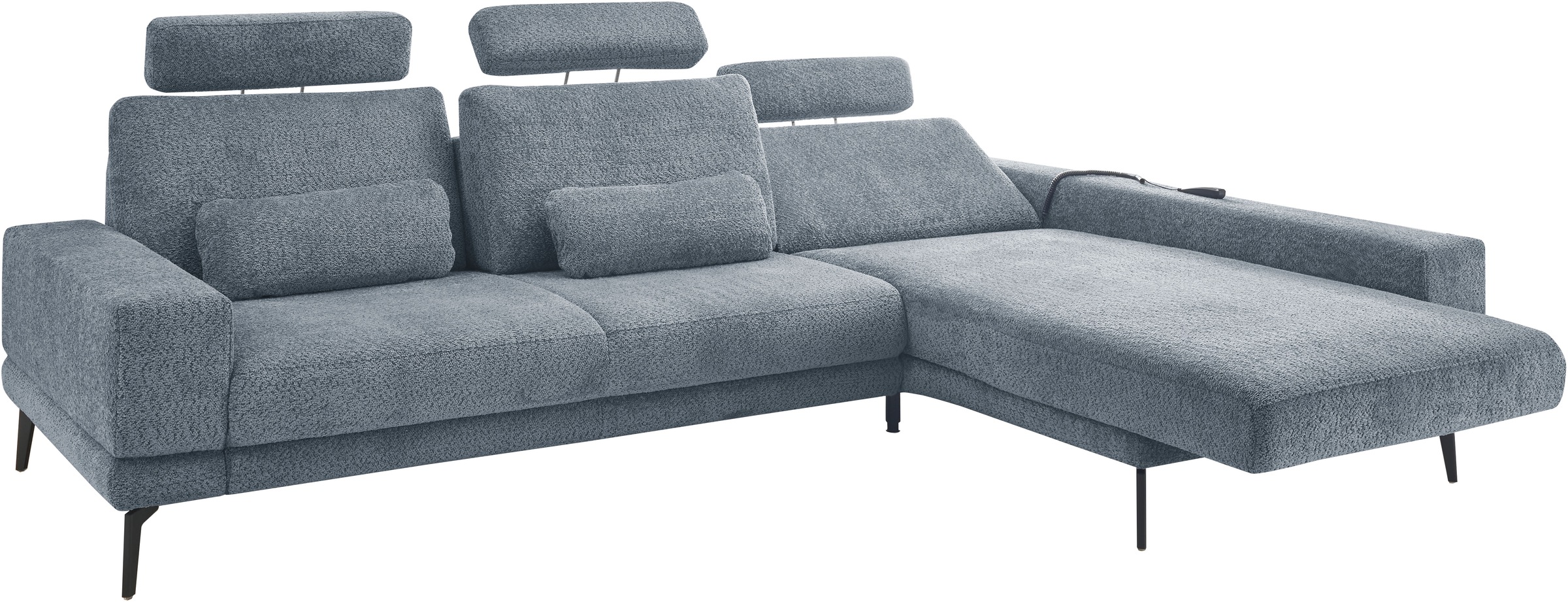 set one by Musterring Ecksofa »SO 3600, inkl motor. Sitztiefenverstellung, Kopfstützen, Nierenkissen«, Sitzhöhe 44 cm, Kaltschaum, Breite 293 x Tiefe 180 cm, Kama blue