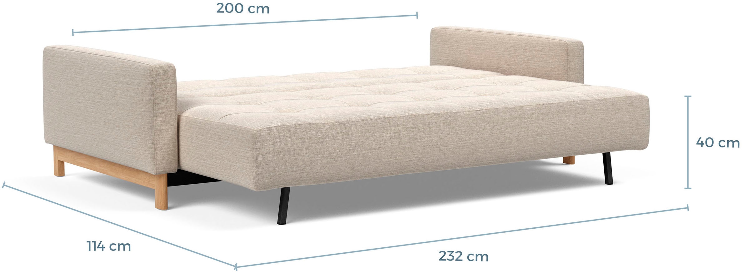 INNOVATION LIVING ™ Schlafsofa »Pyxis, 3-Sitzer Sofa mit extrabreiter Bettfunktion, Skandi-Design« Multifunktionssofa, extrabequem durch Taschenfederkern, Dauerschläfer