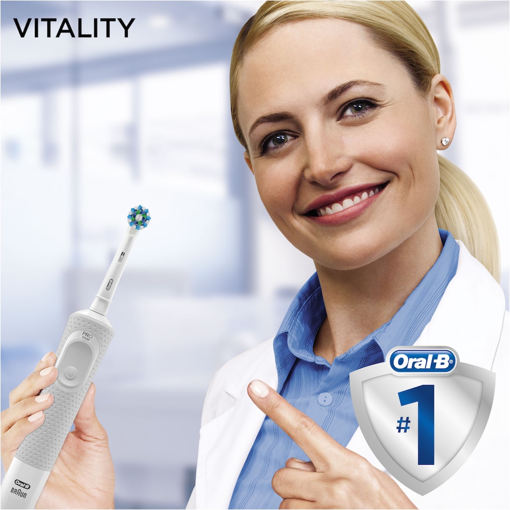 Oral-B Elektrische Zahnbürste »Vitality 100 CrossAction Weiß«, 1 St. Aufsteckbürsten