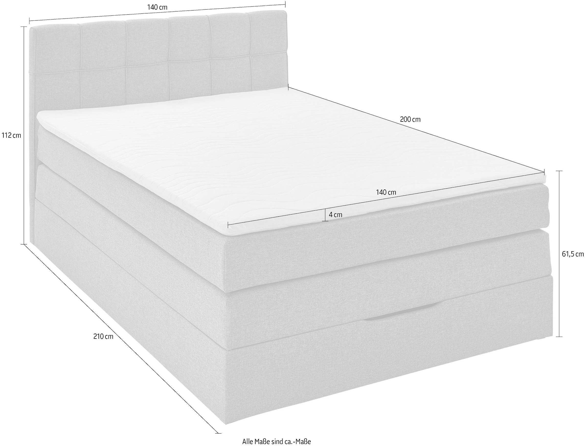 INOSIGN Boxspringbett »Fornoli«, inkl. Topper und Bettkasten, H3 in zwei Matratzenarten