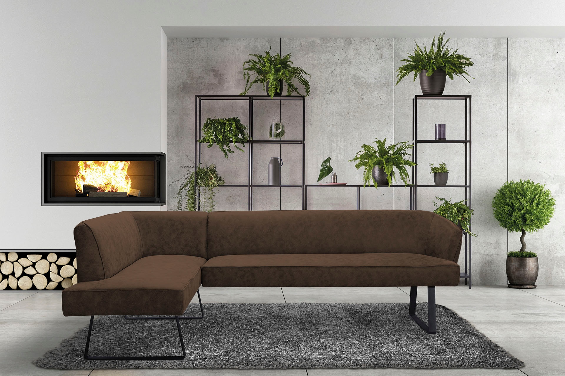 exxpo - sofa fashion Eckbank "Americano", mit Keder und Metallfüßen, Bezug günstig online kaufen