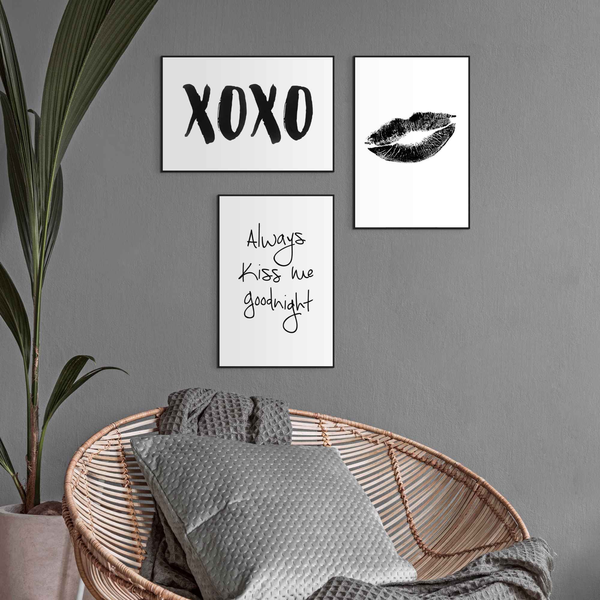 Reinders! Wandbild »Kußmund Modern - Minimalistisch - Lippen«, (3 St.)